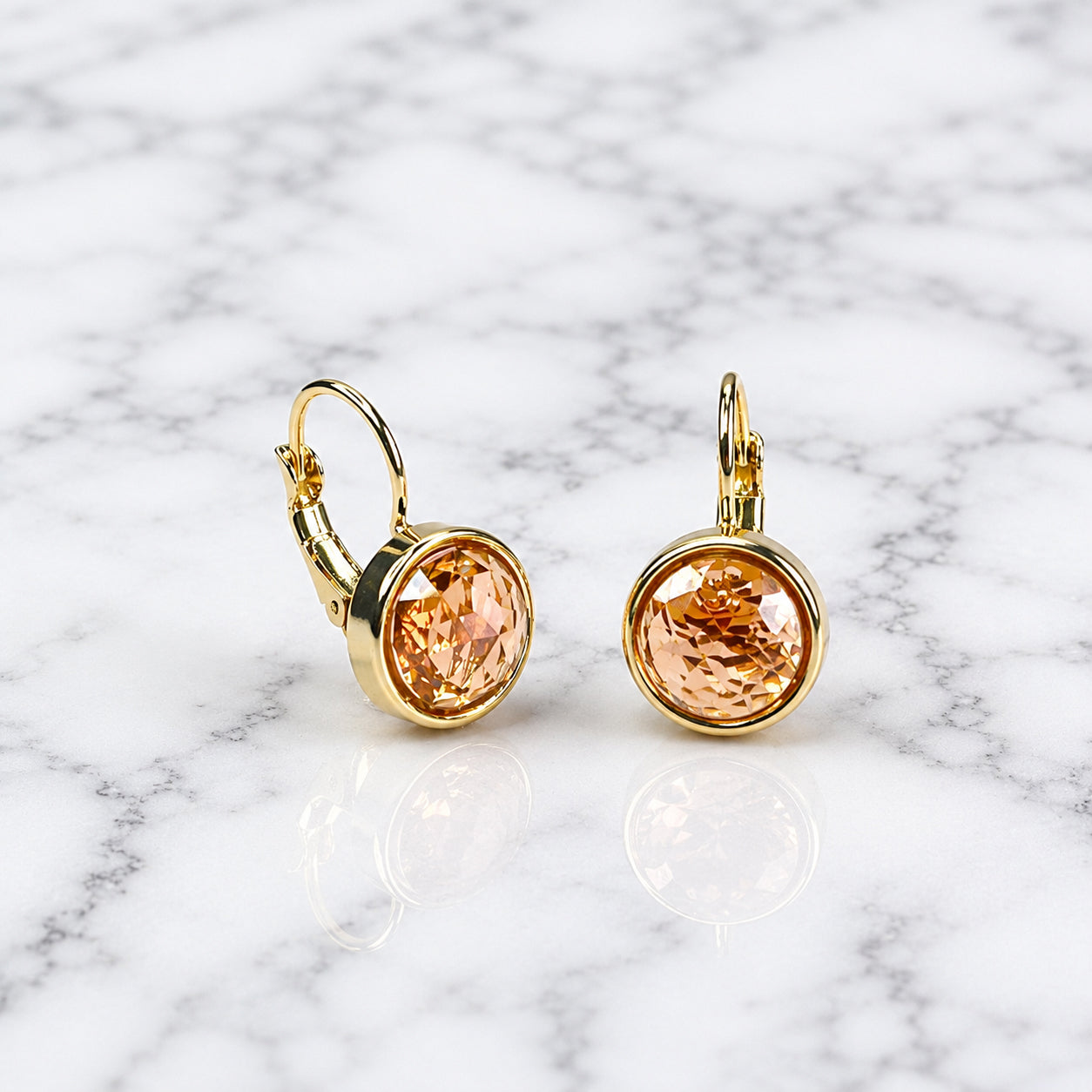Simulated Morganite Round Earrings - Sample Sale