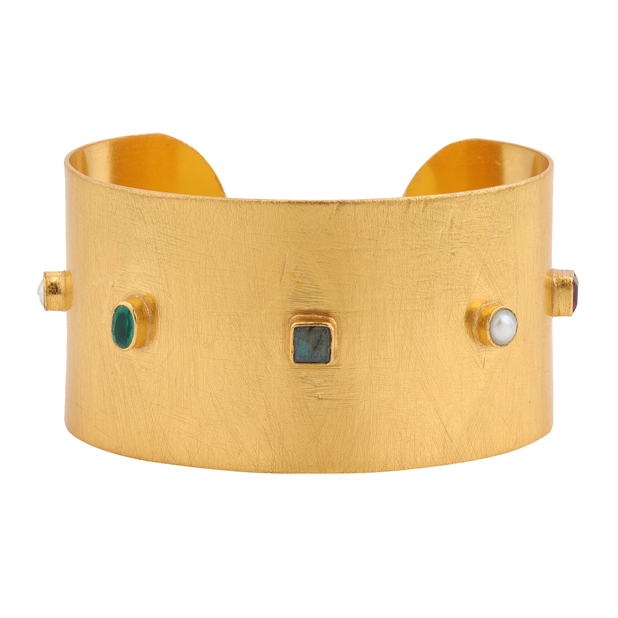 Tutti Frutti Massimo Cuff in Multi Gem, gold plated, handcrafted gemstone bracelets Singapore