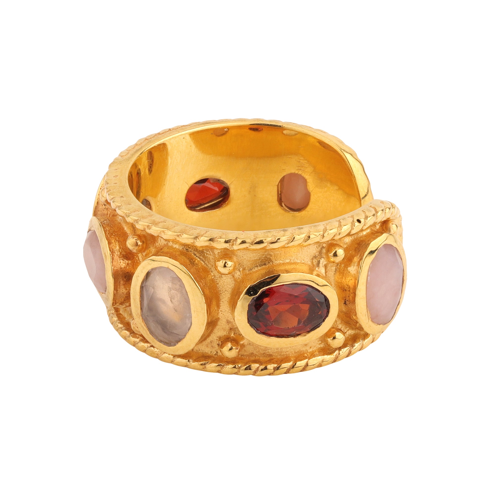 Tutti Frutti Mezzano Ring in Pinks in Multi Gem, gold plated, handcrafted gemstone rings Singapore