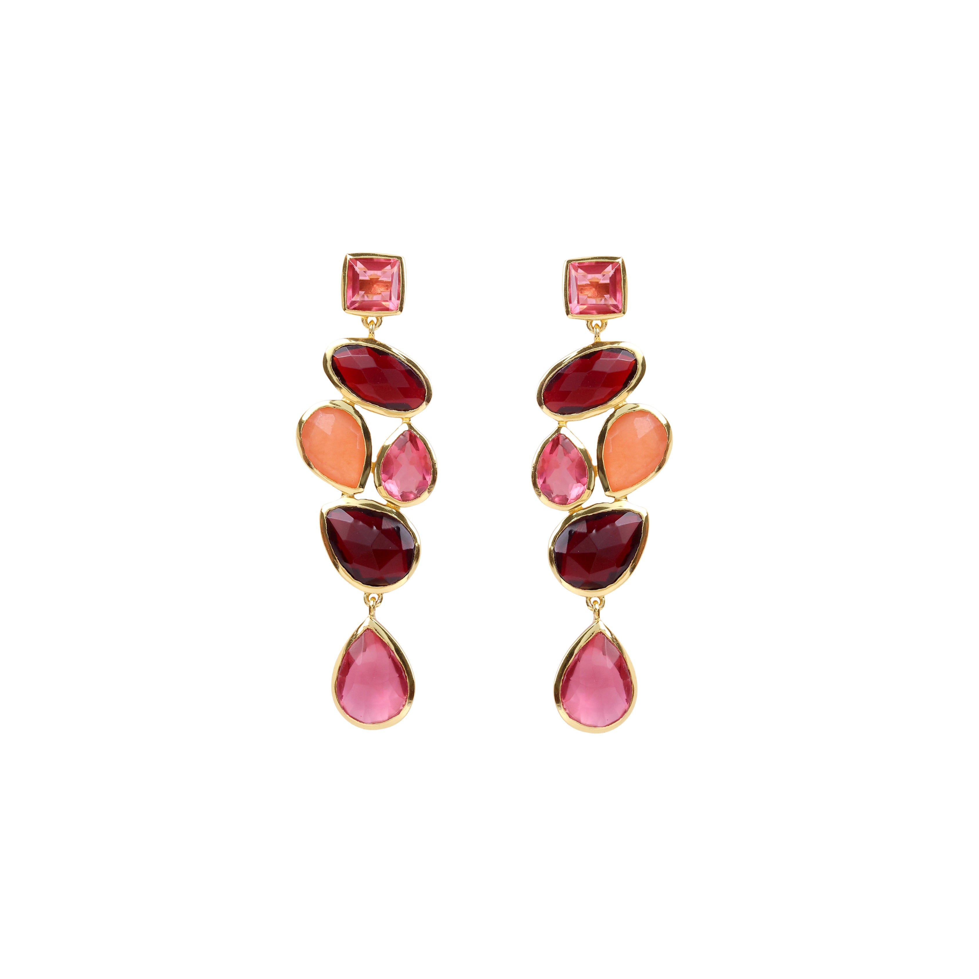Chandelier Earrings In Indian Summer in Carnelian, gold plated, handcrafted gemstone earrings Singapore