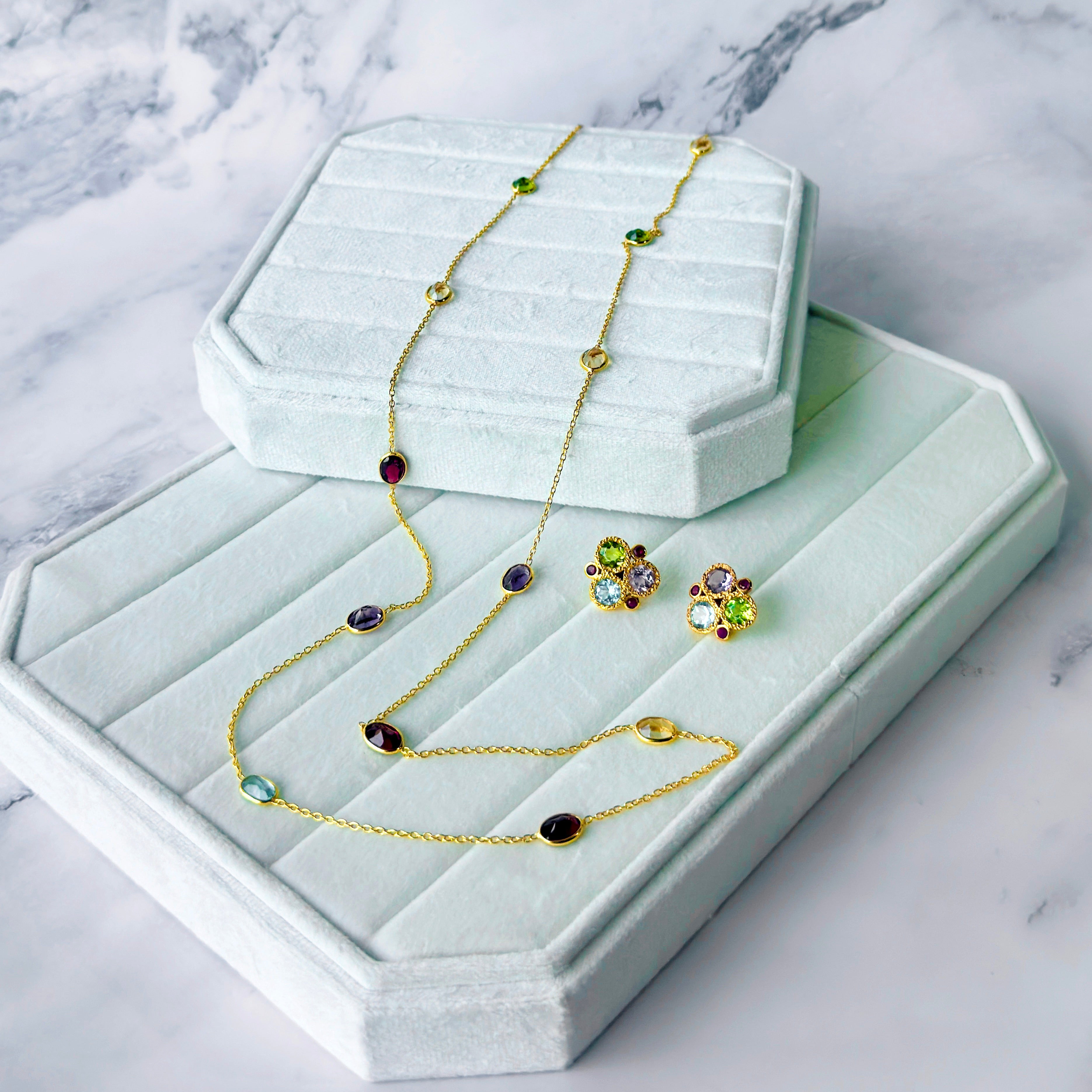 Multi Gemstone Station Necklace - Mini