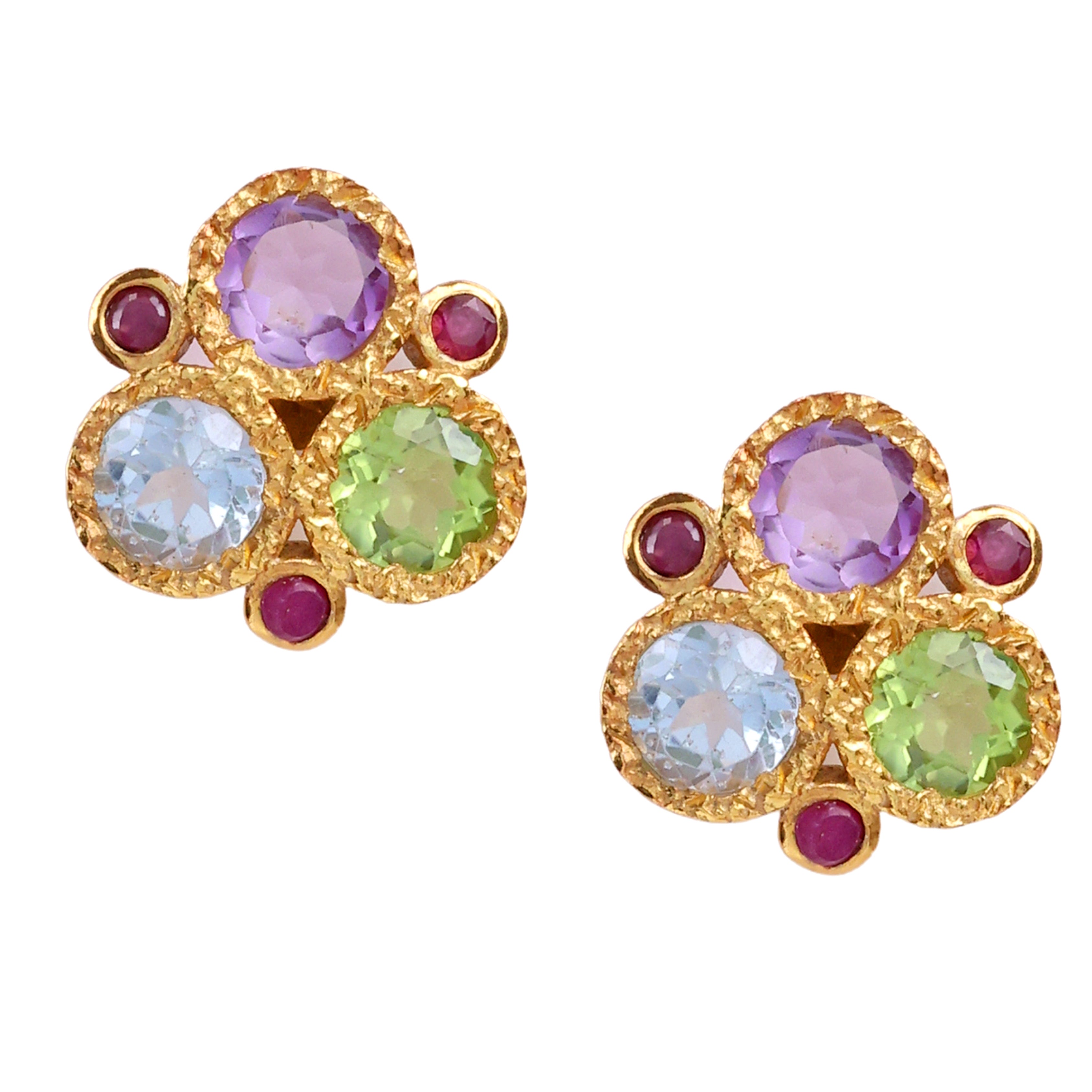Amethyst, Blue Topaz and Peridot trio Earrings