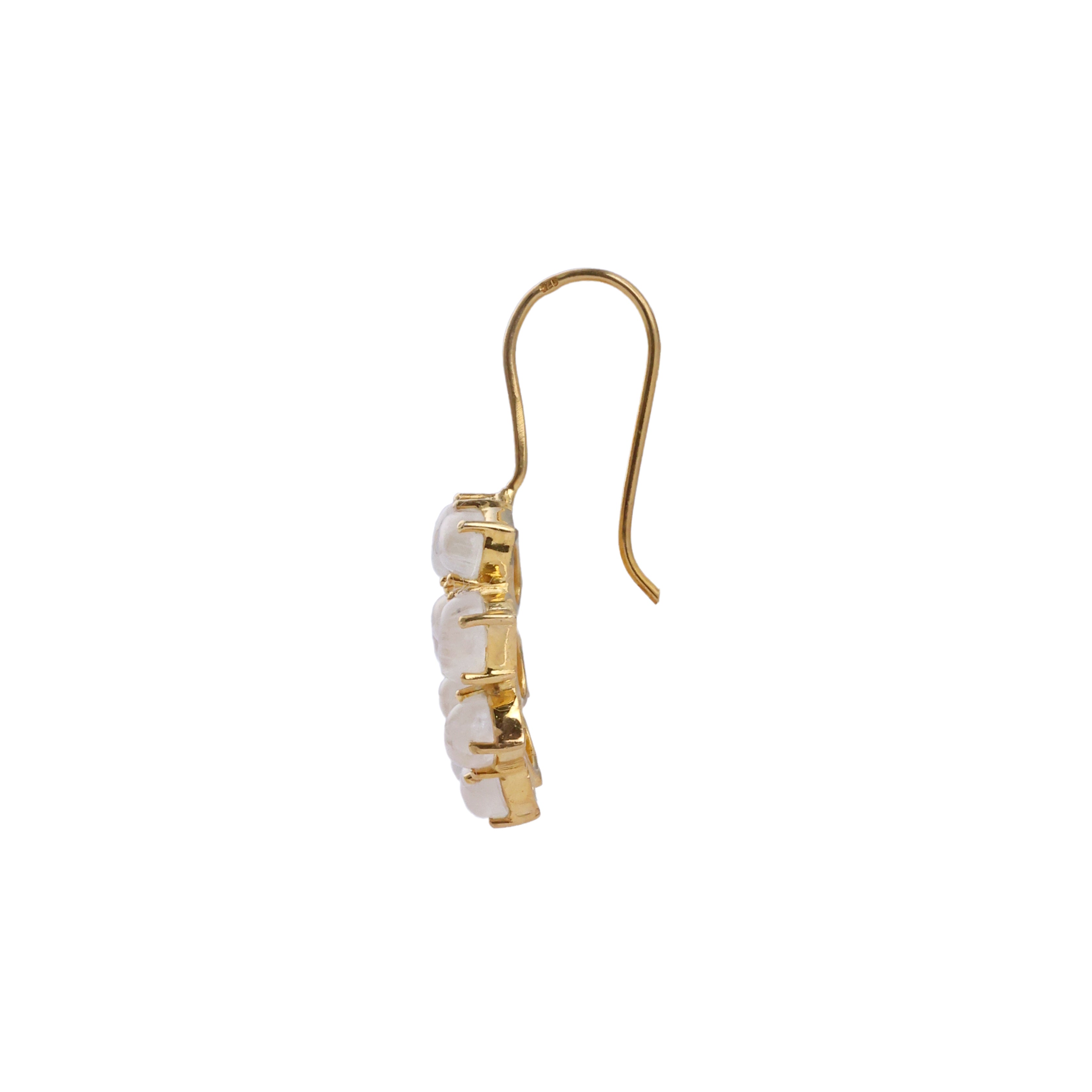Moonstone Cluster Chandelier Earrings in Moonstone, gold plated, handcrafted gemstone earrings Singapore