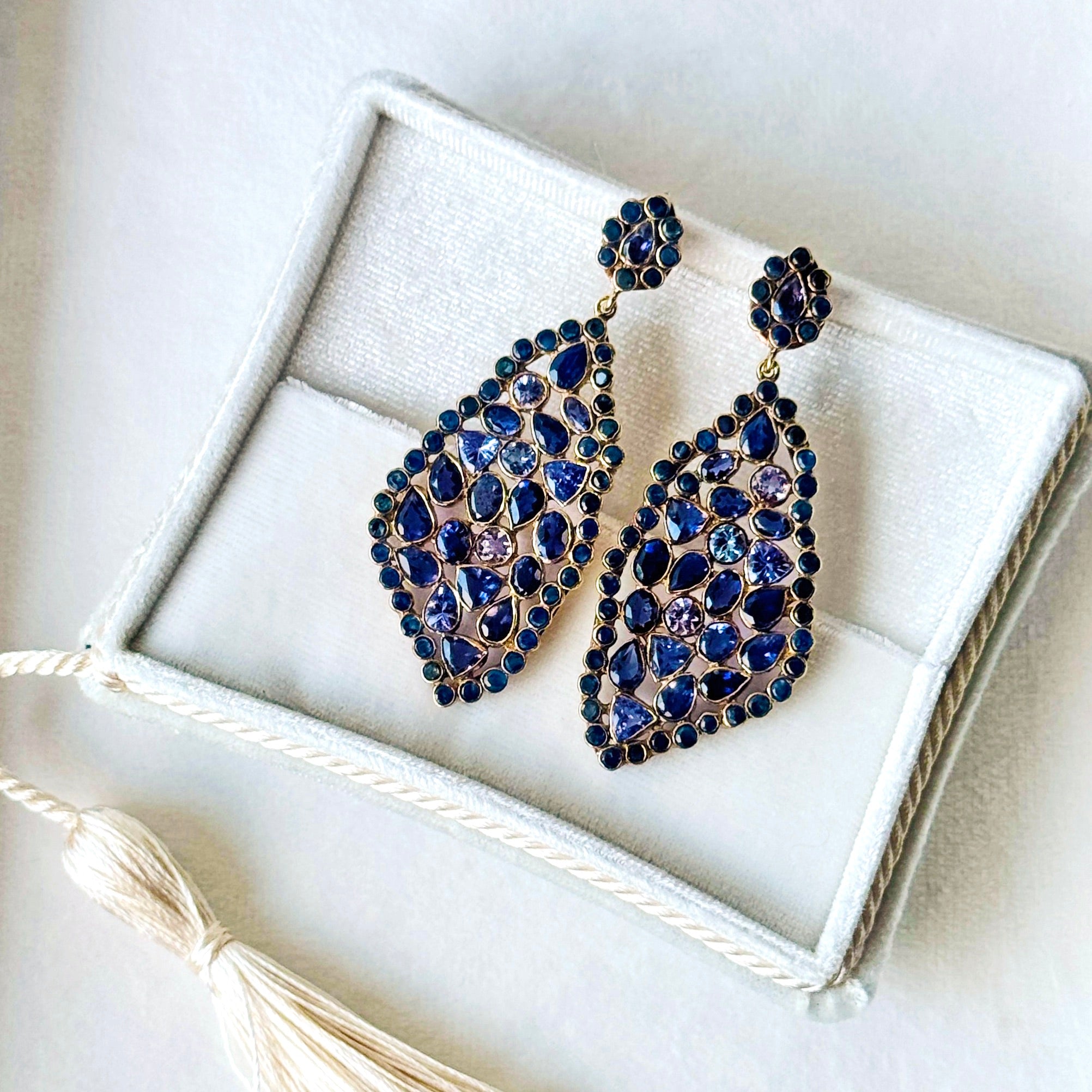 Free Form Tanzanite and Sapphire Earrings