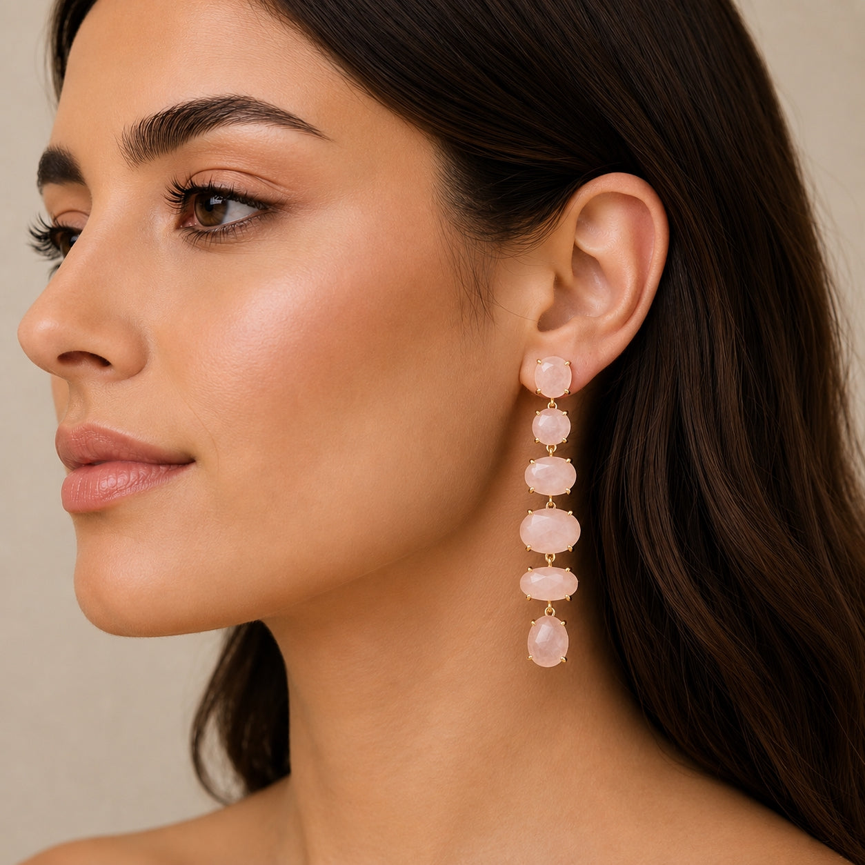 Rose Quartz Chandelier Earrings