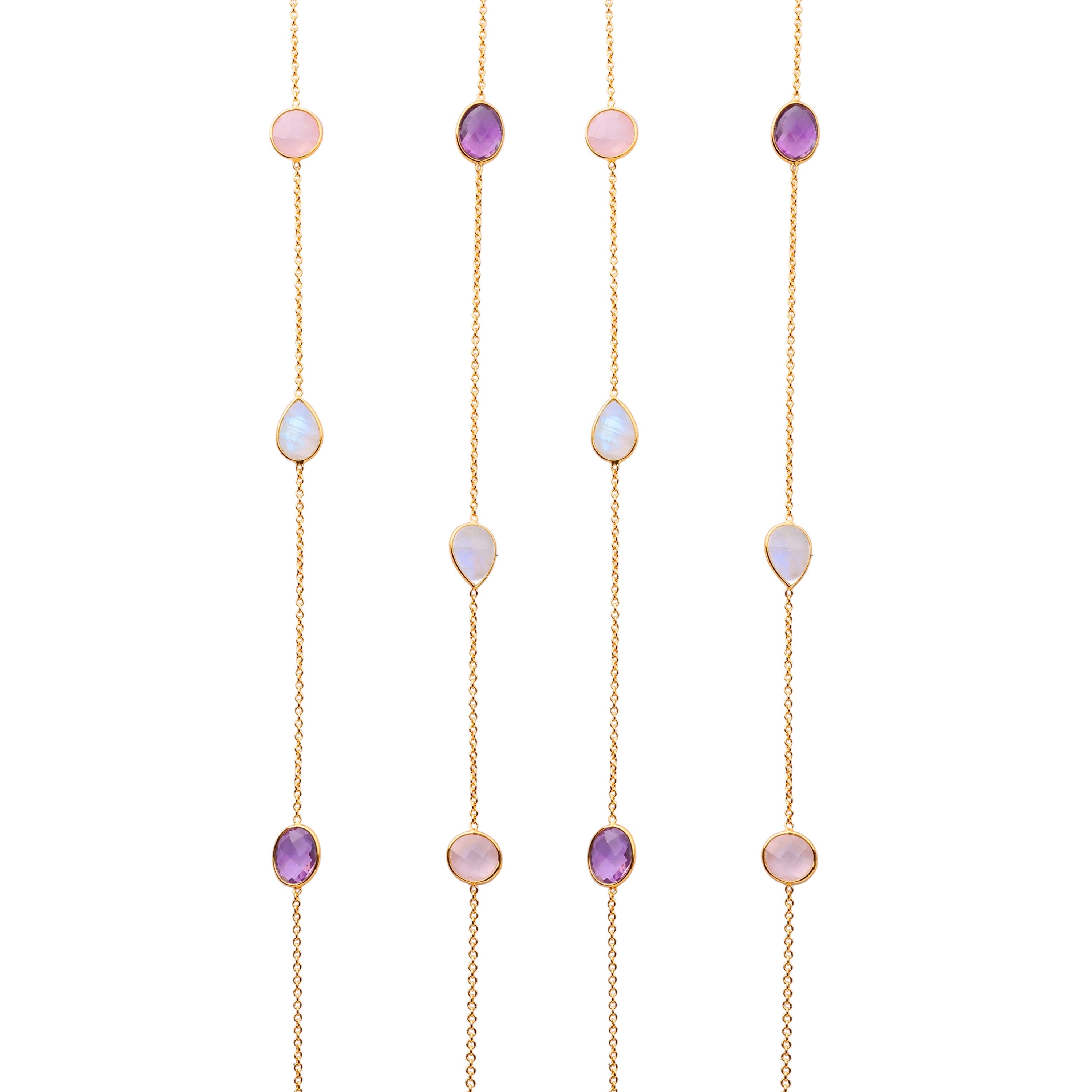 Necklace in Amethyst, Moonstone & Rose Quartz