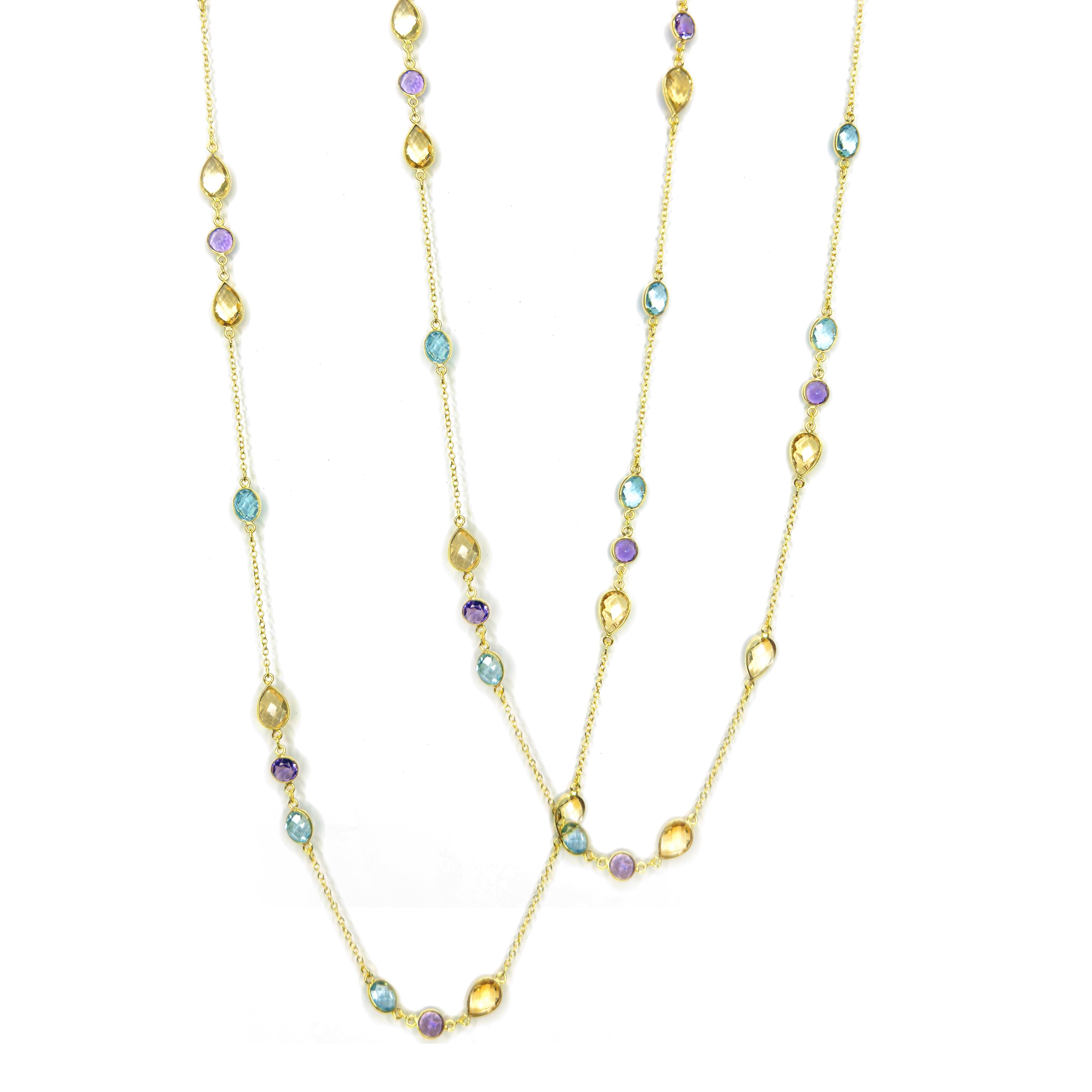Necklace in Amethyst, Blue Topaz & Citrine