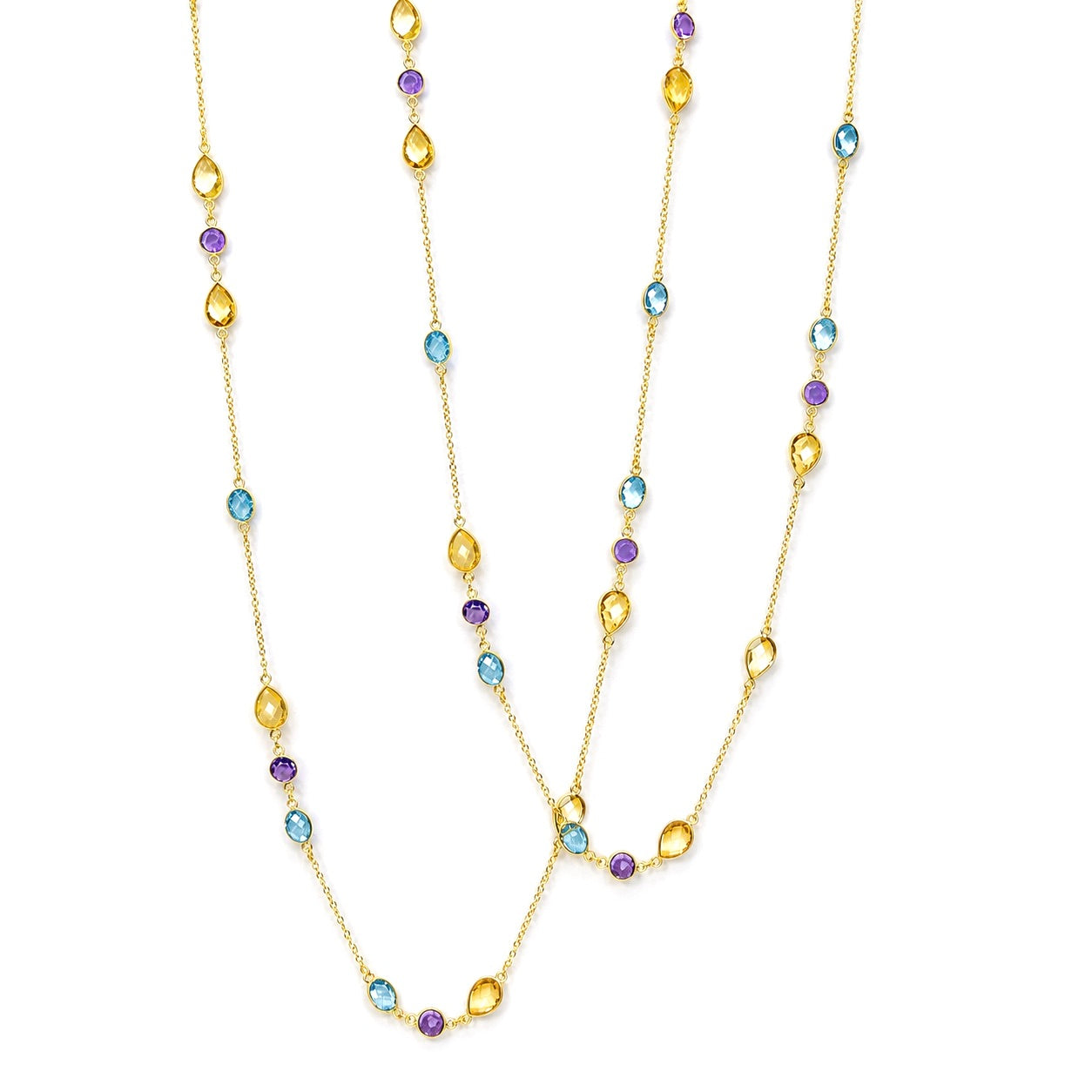 Amethyst, Blue Topaz & Citrine Necklace