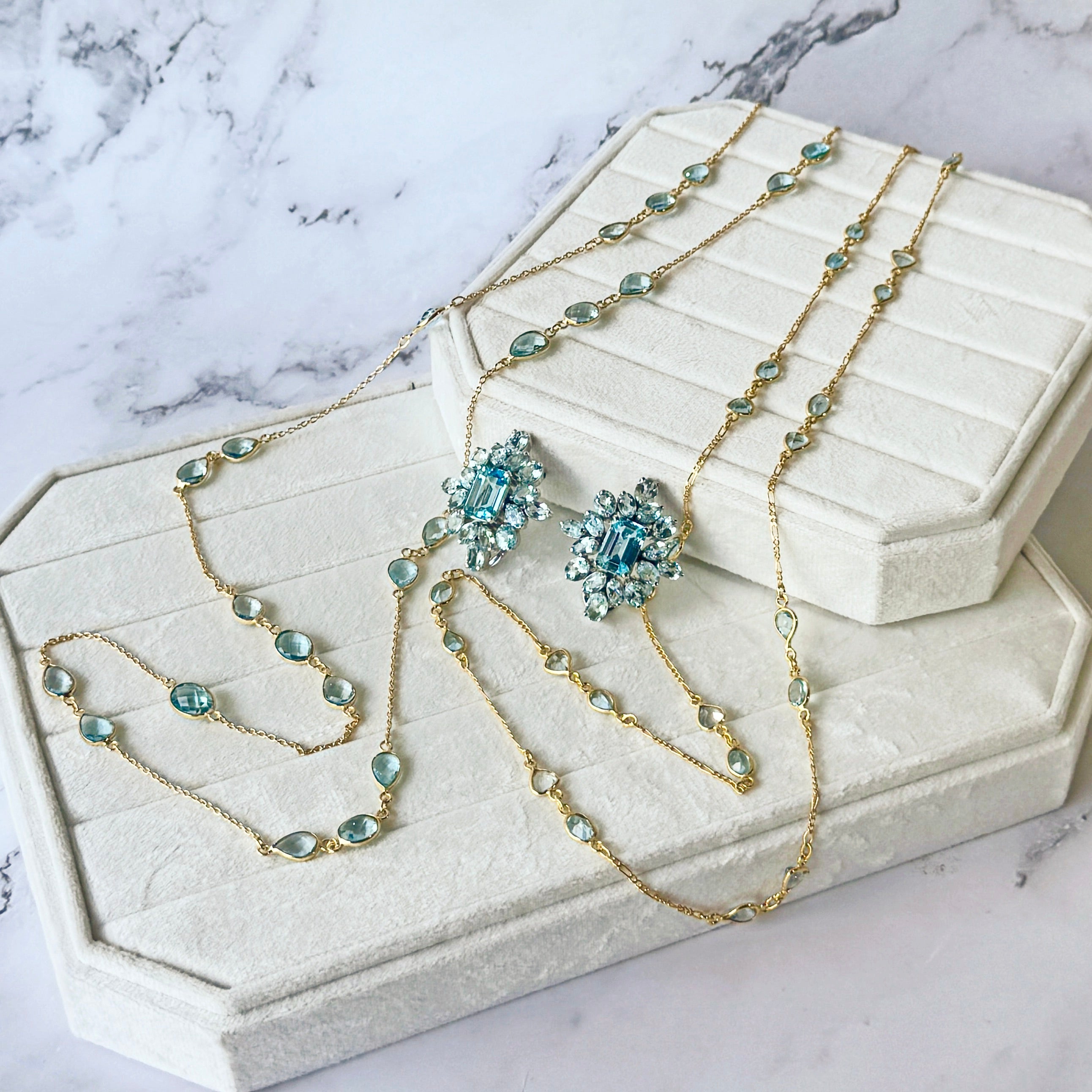 Blue Topaz Station Necklace - Medium