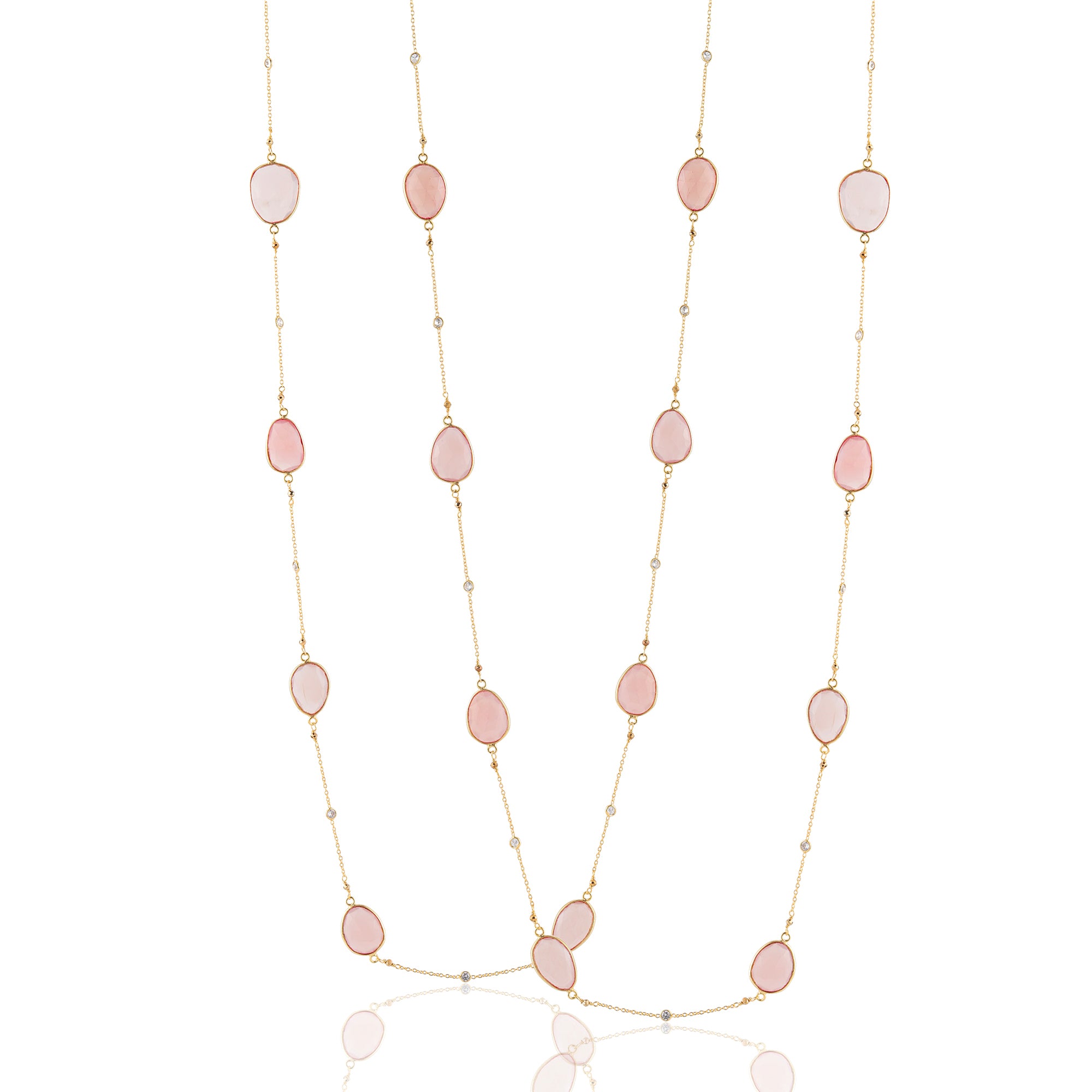 Pink Chalcedony Station Necklace