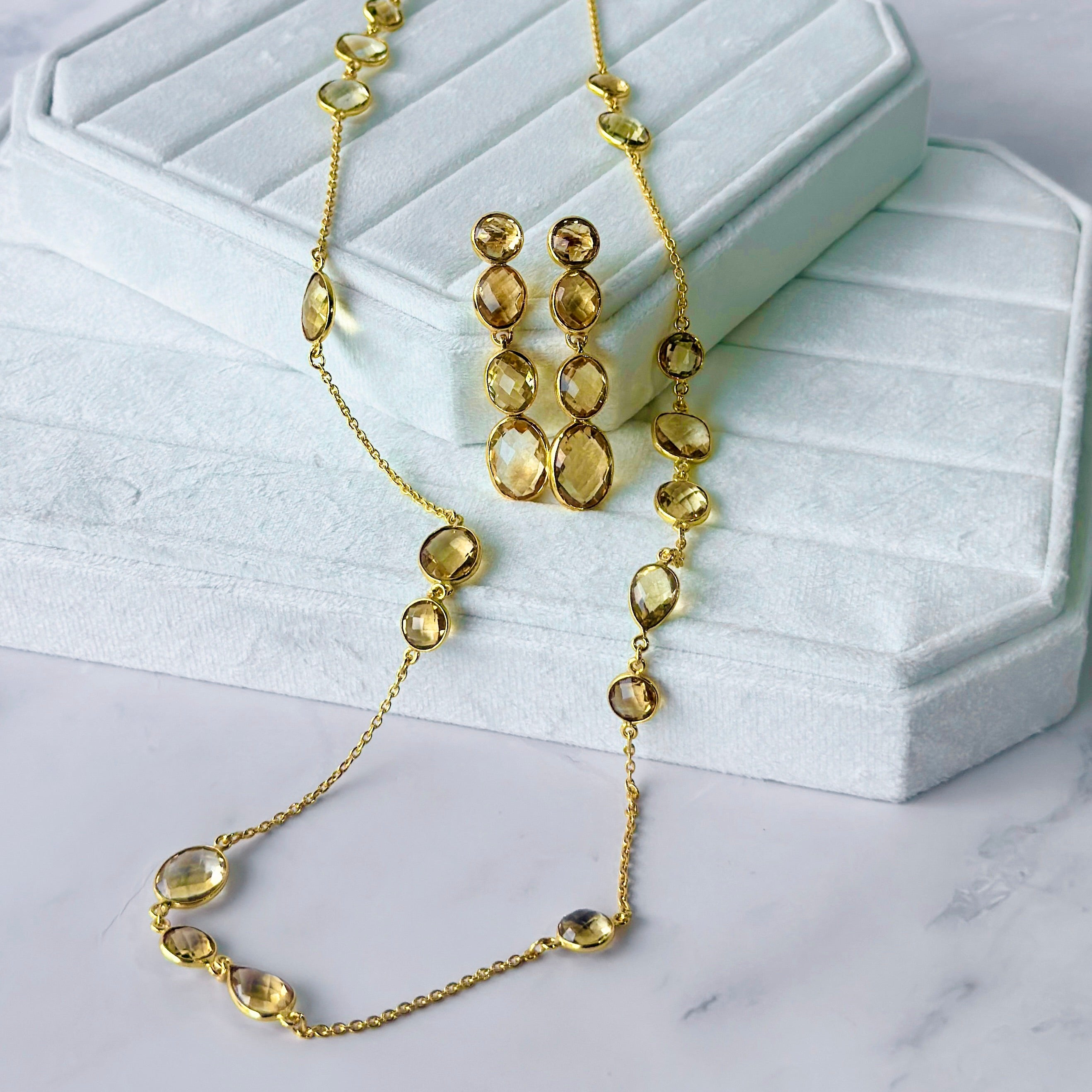 Citrine Station Necklace - Medium
