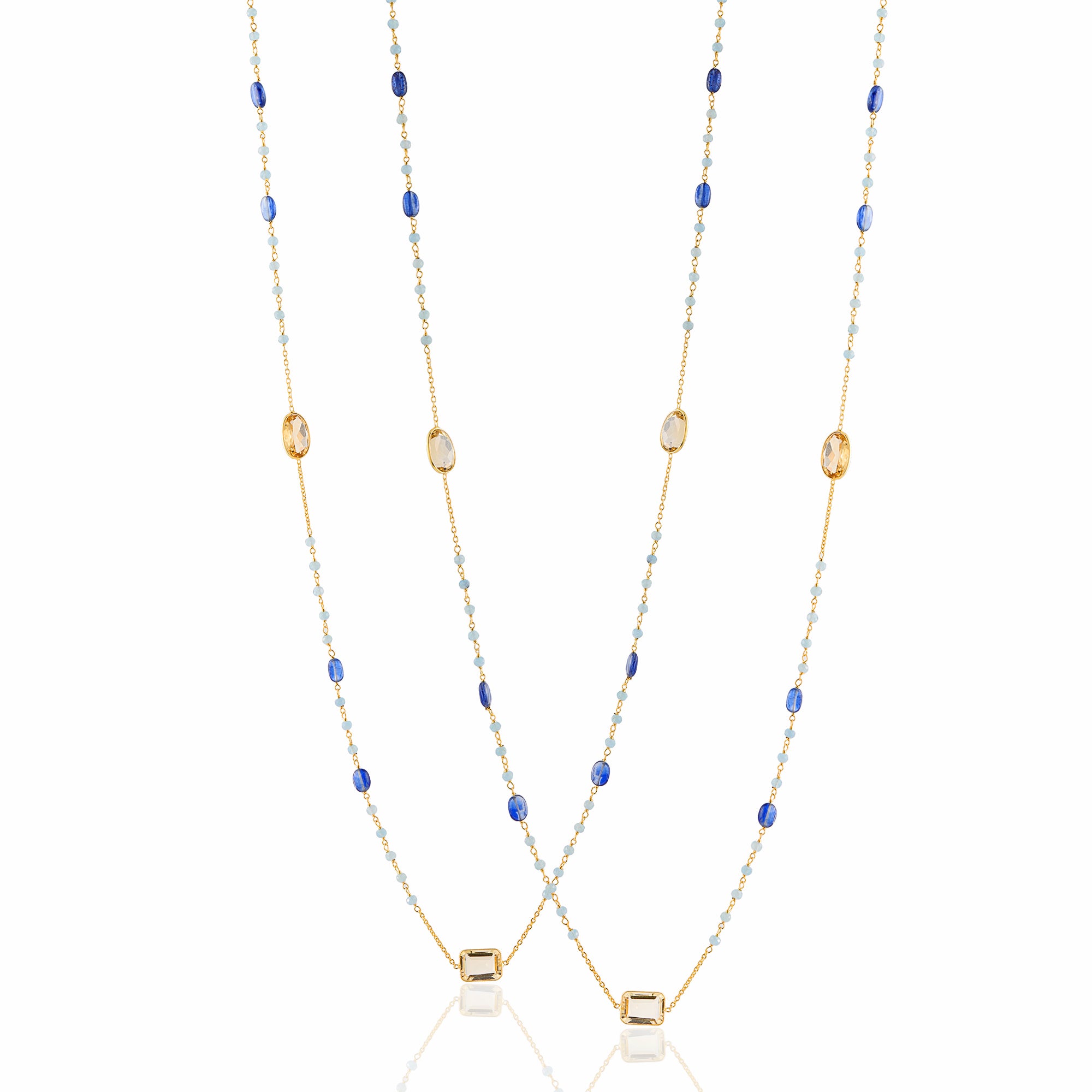 Necklace in Aquamarine, Citrine & Kyanite