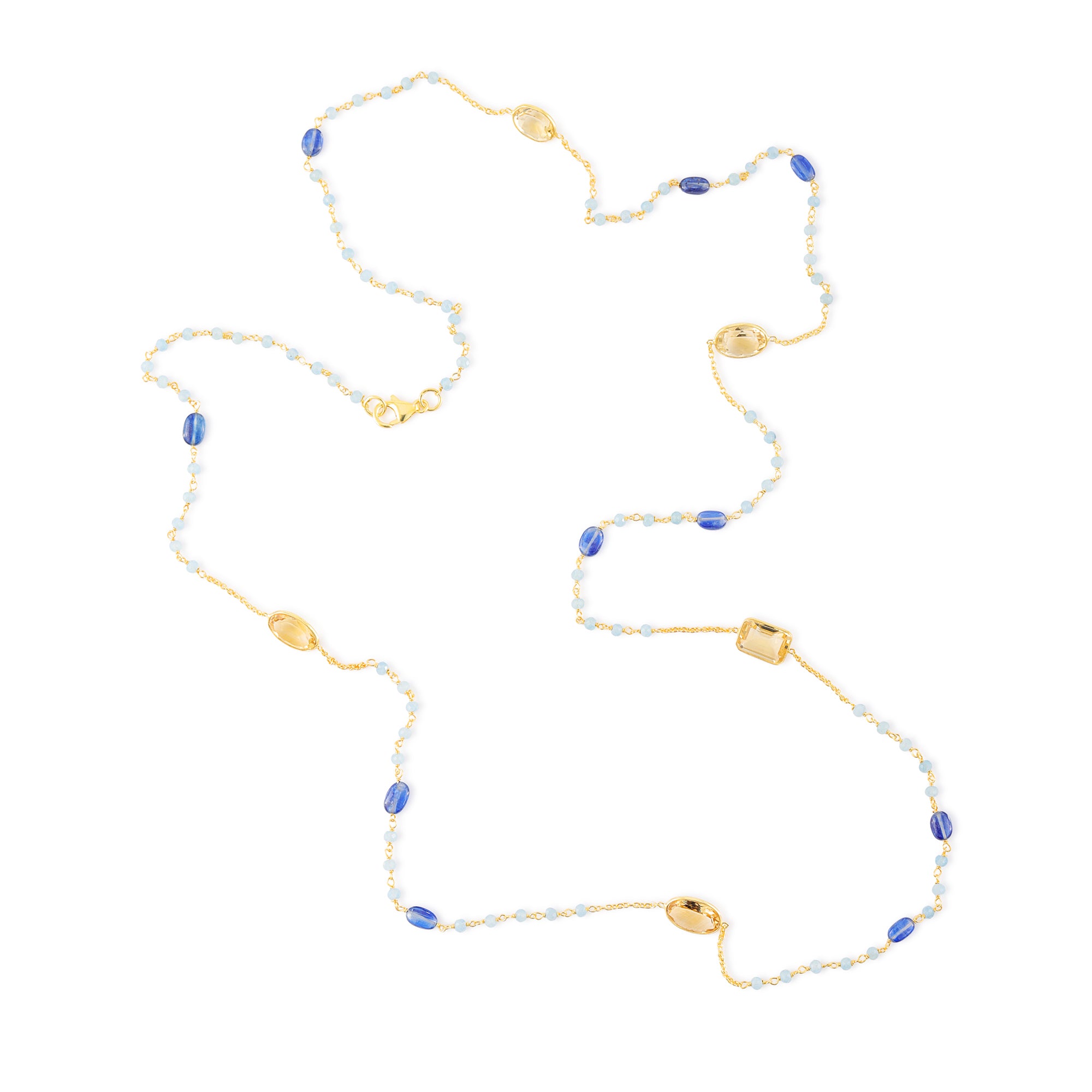 Necklace in Aquamarine, Citrine & Kyanite