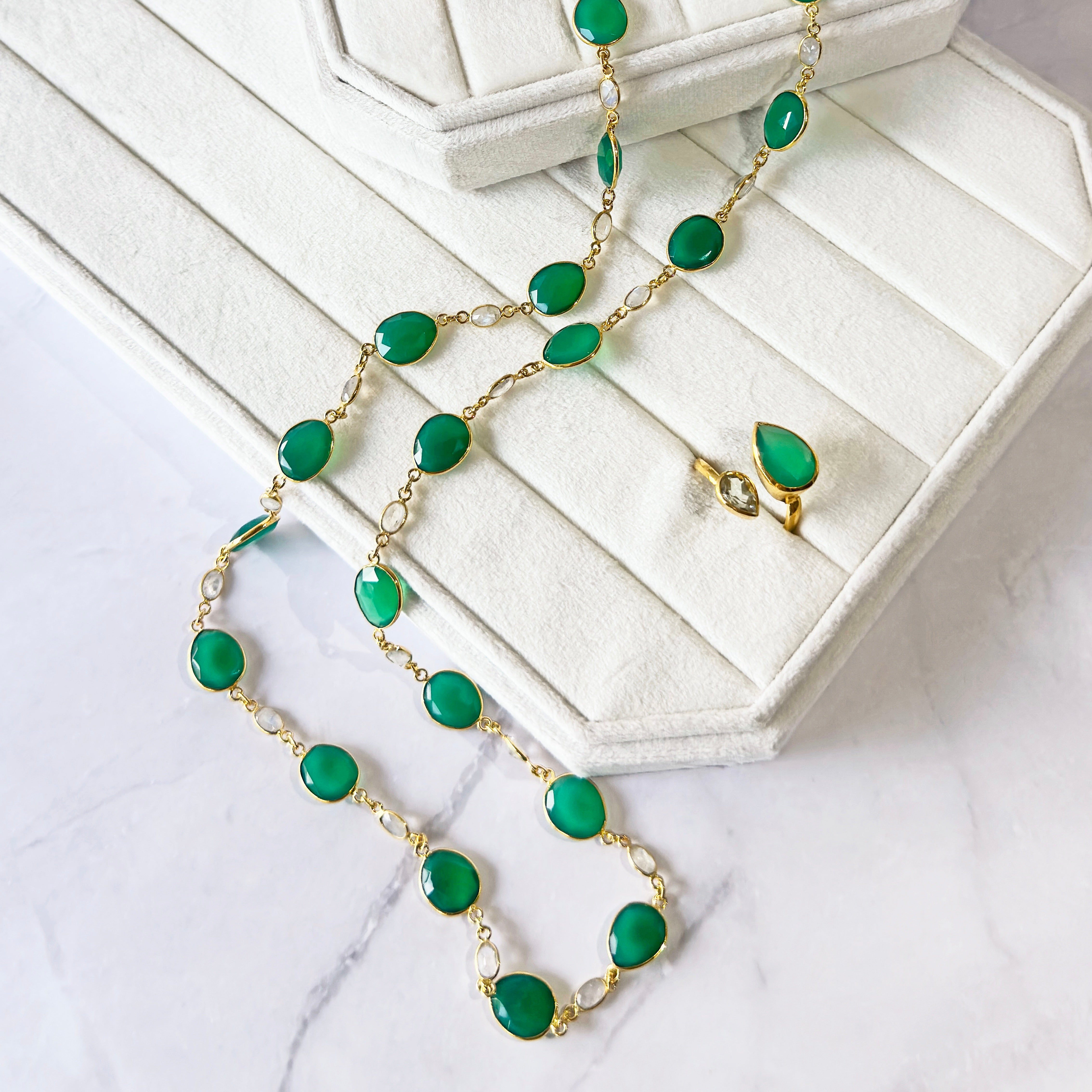 Green Onyx & Moonstone Necklace