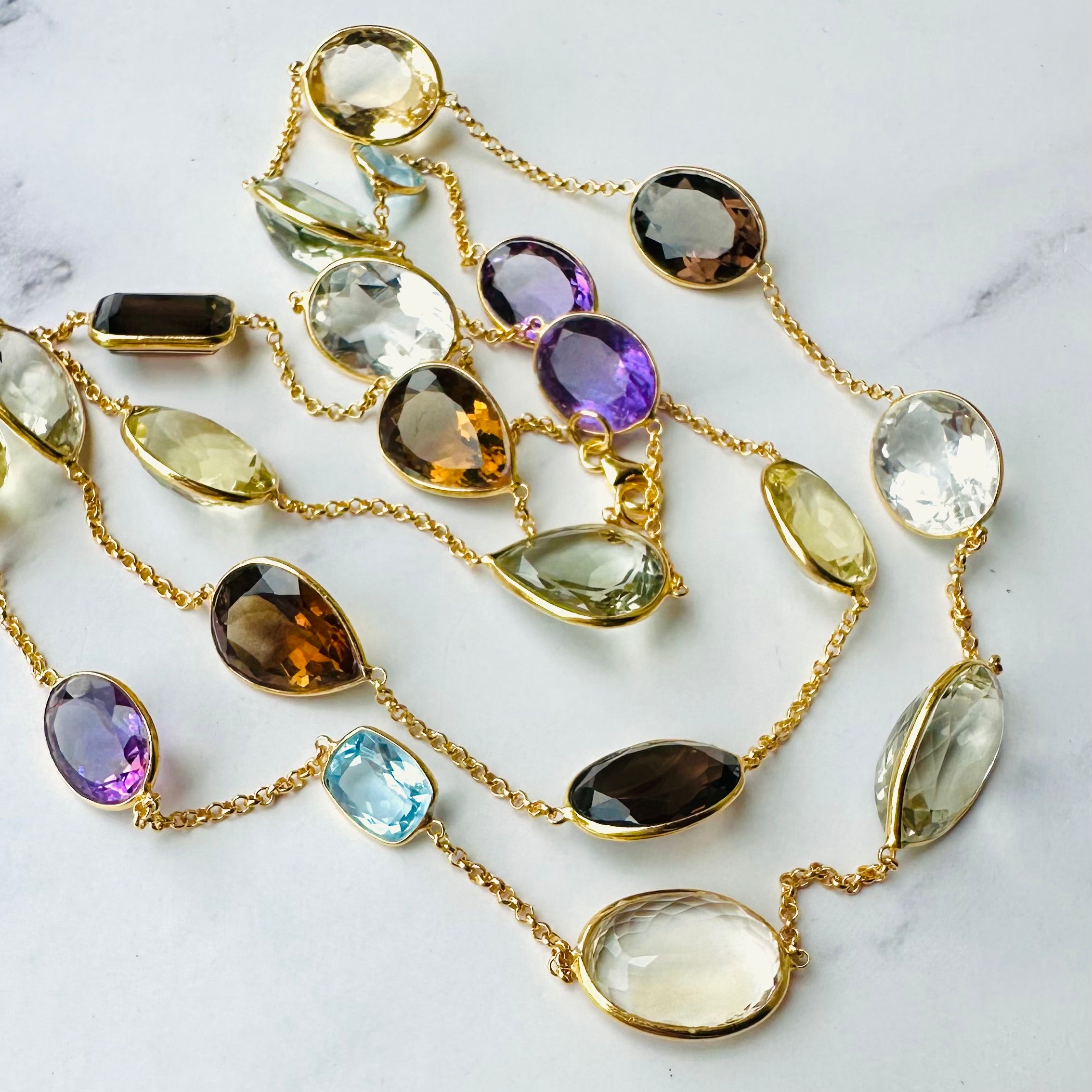 Multi Gemstone Station Necklace