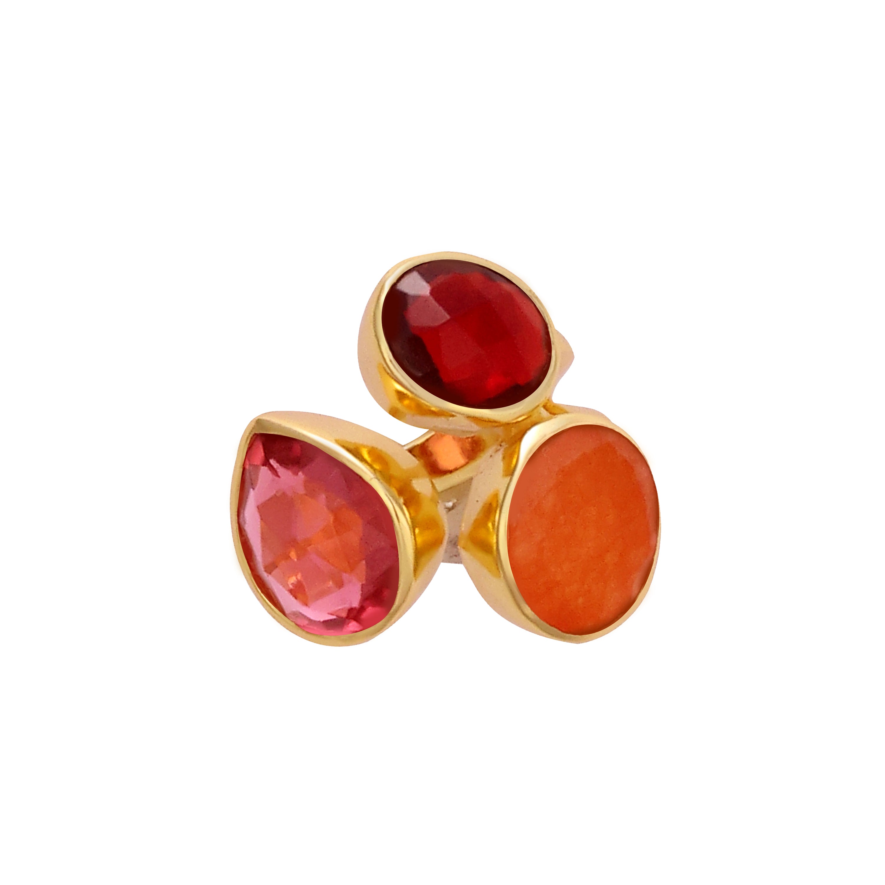 Open Ring in Indian Summer in Carnelian, gold plated, handcrafted gemstone rings Singapore