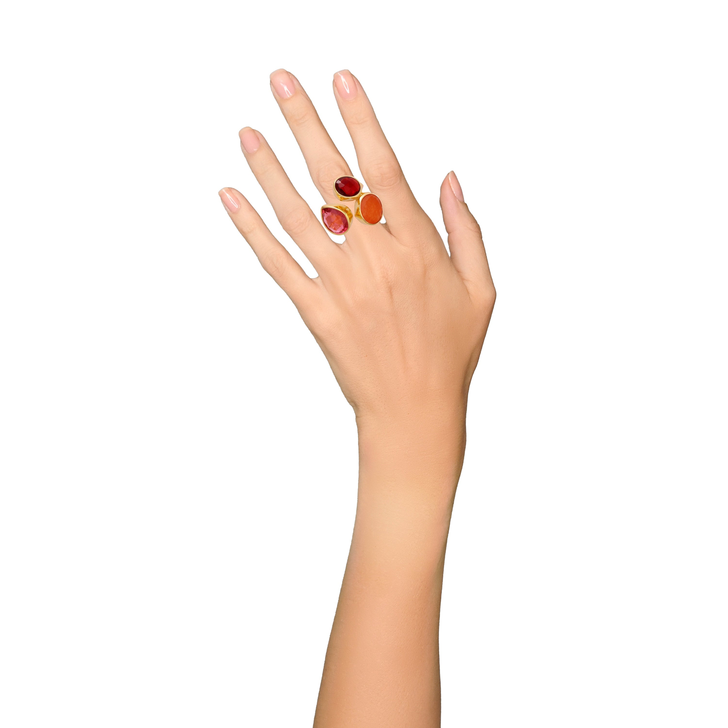 Open Ring in Indian Summer in Carnelian, gold plated, handcrafted gemstone rings Singapore