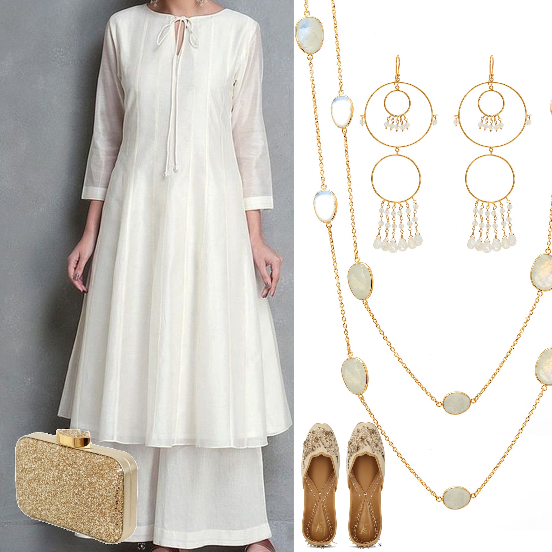 Begum Circles in Moonstone in Moonstone, gold plated, handcrafted gemstone earrings Singapore