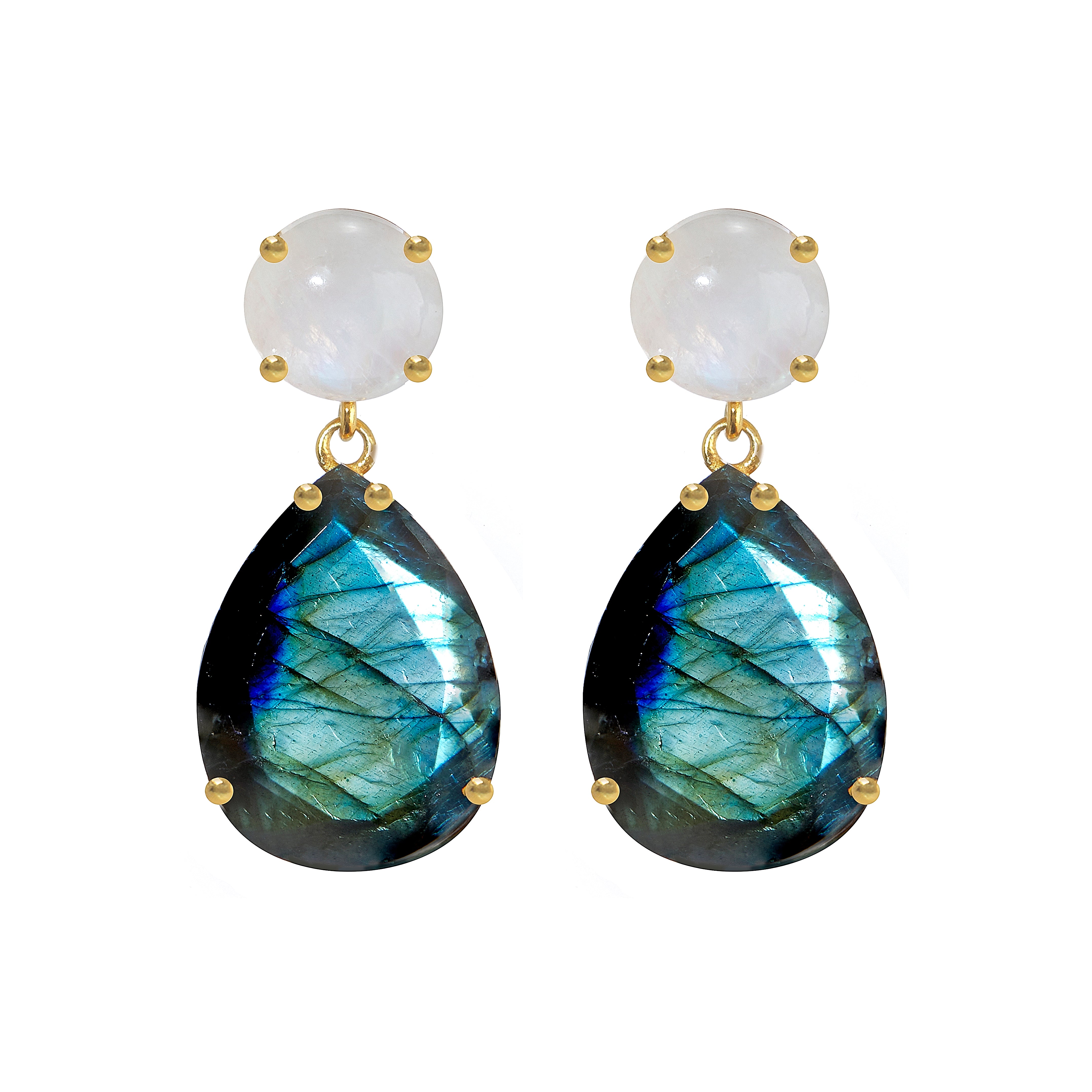 Labradorite and Moonstone Duo Earrings