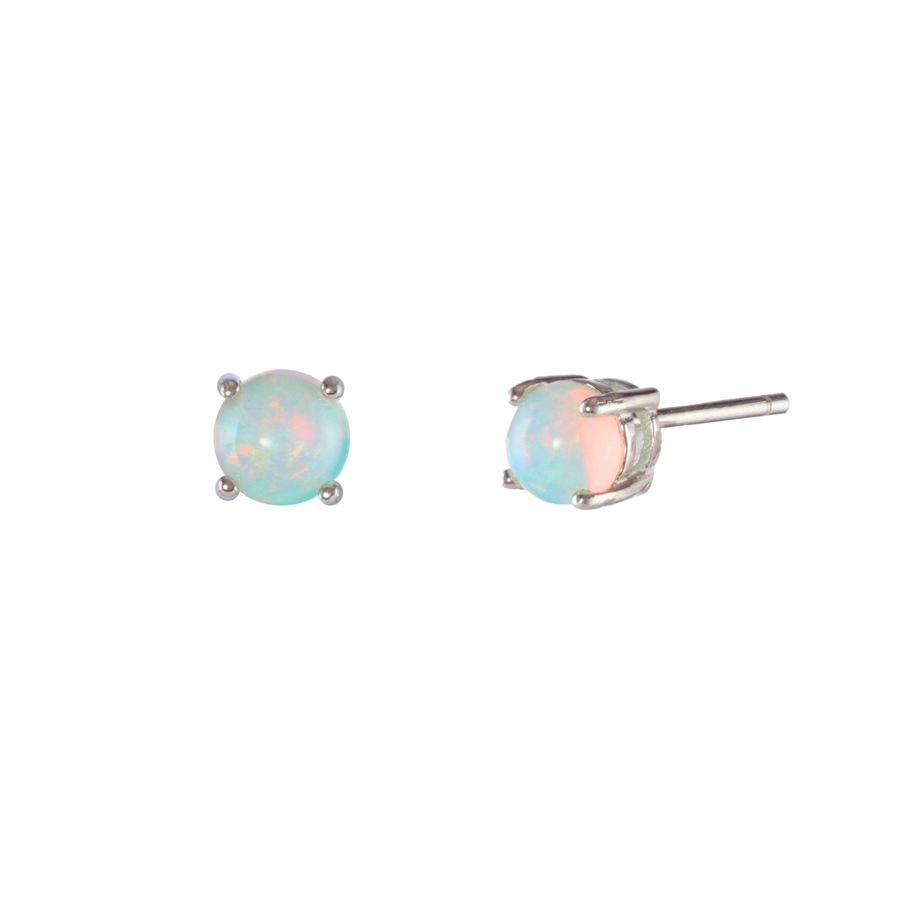 Opal Small Studs in Opal, gold plated, handcrafted gemstone earrings Singapore