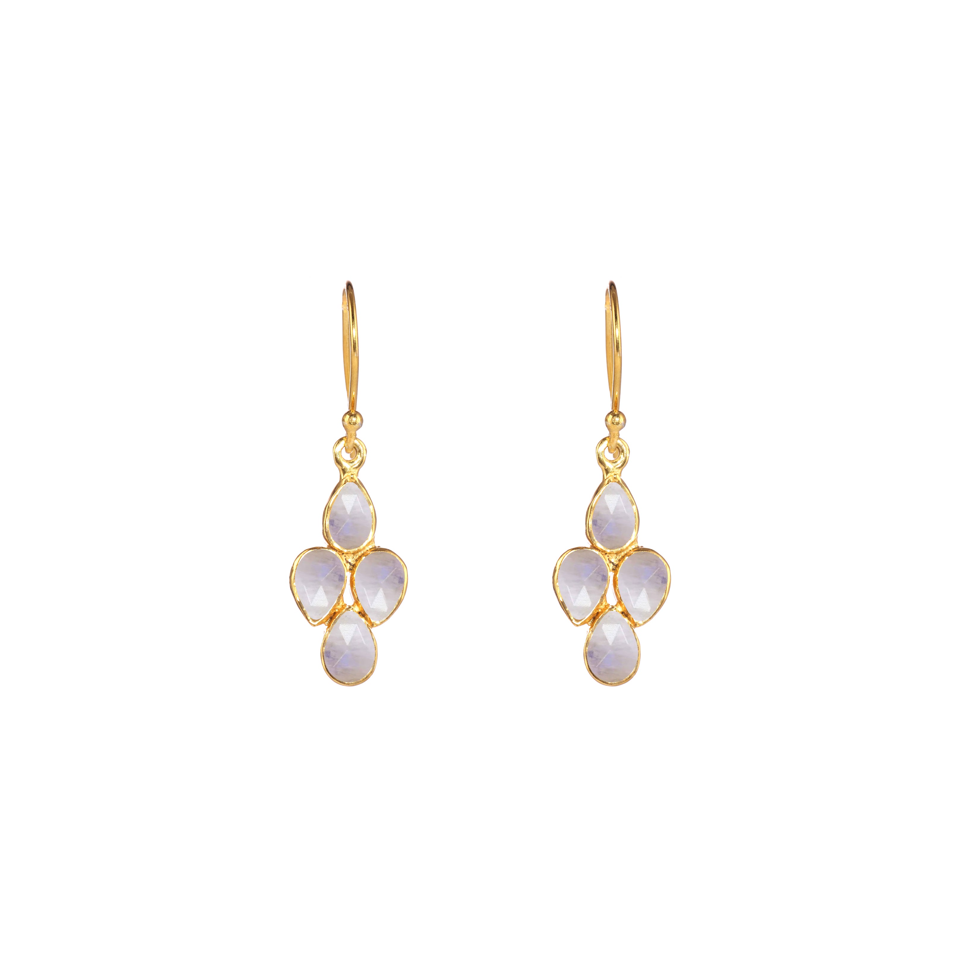 Little Raindrop in Moonstone in Moonstone, gold plated, handcrafted gemstone earrings Singapore