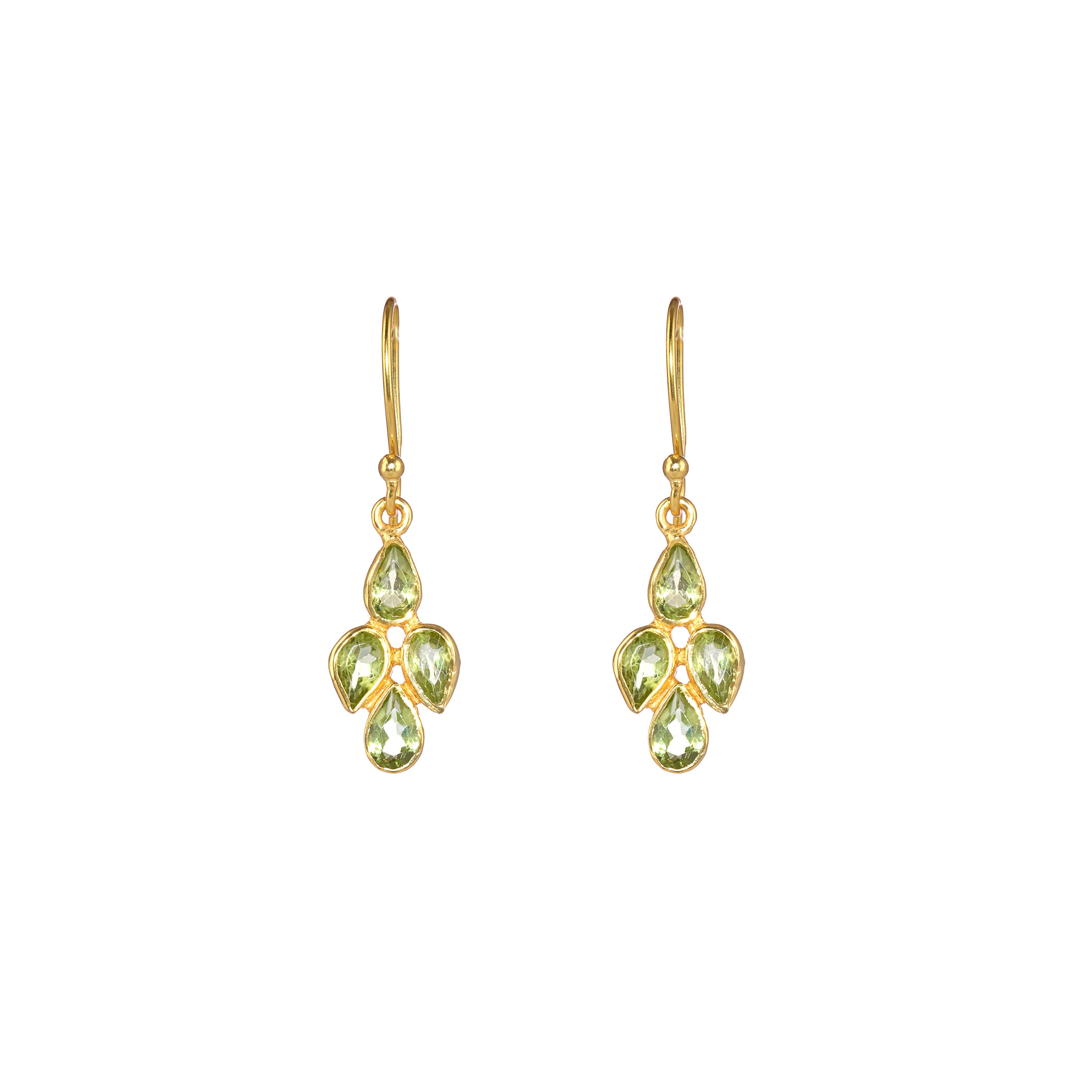 Little Raindrop in Peridot in Peridot, gold plated, handcrafted gemstone earrings Singapore