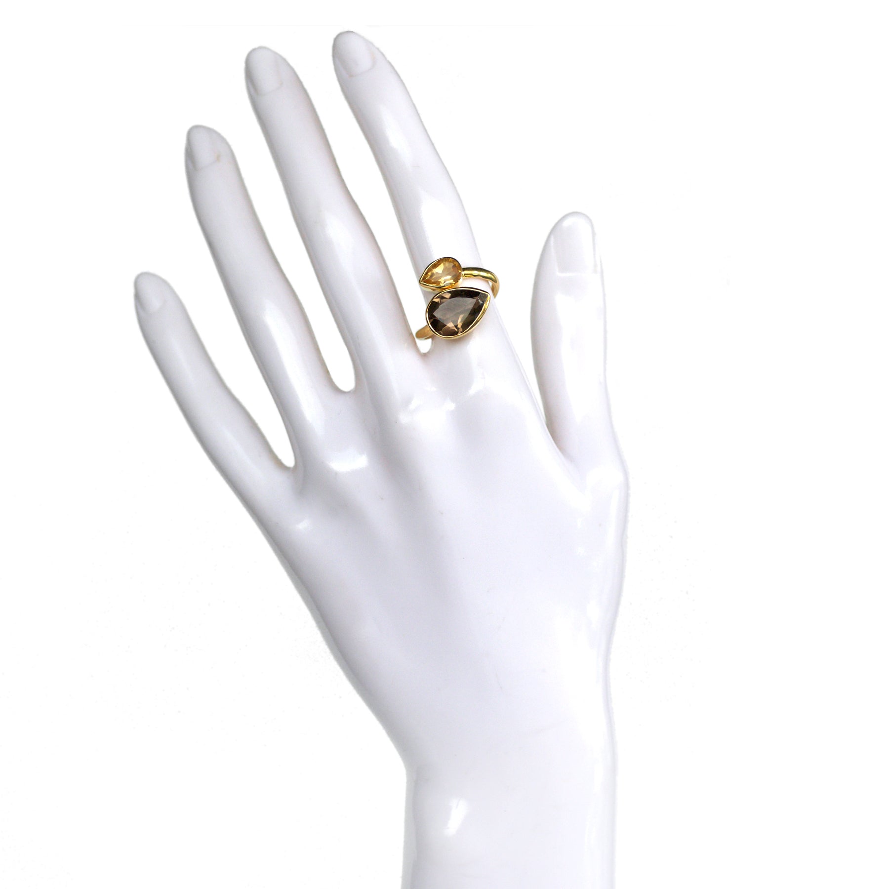 Twist Ring in Smoky Quartz & Citrine