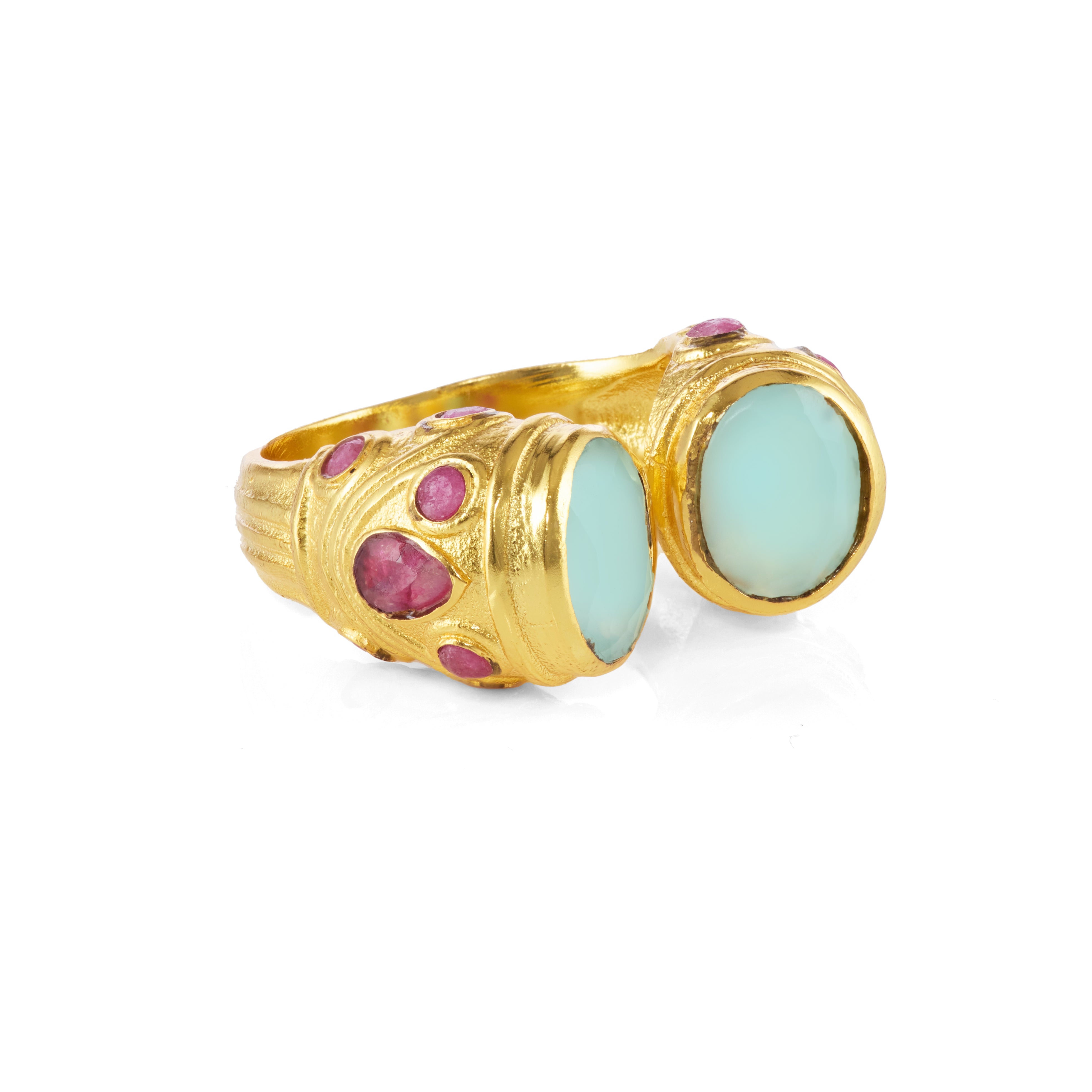 Bold designer gemstone ring with artistic detailing