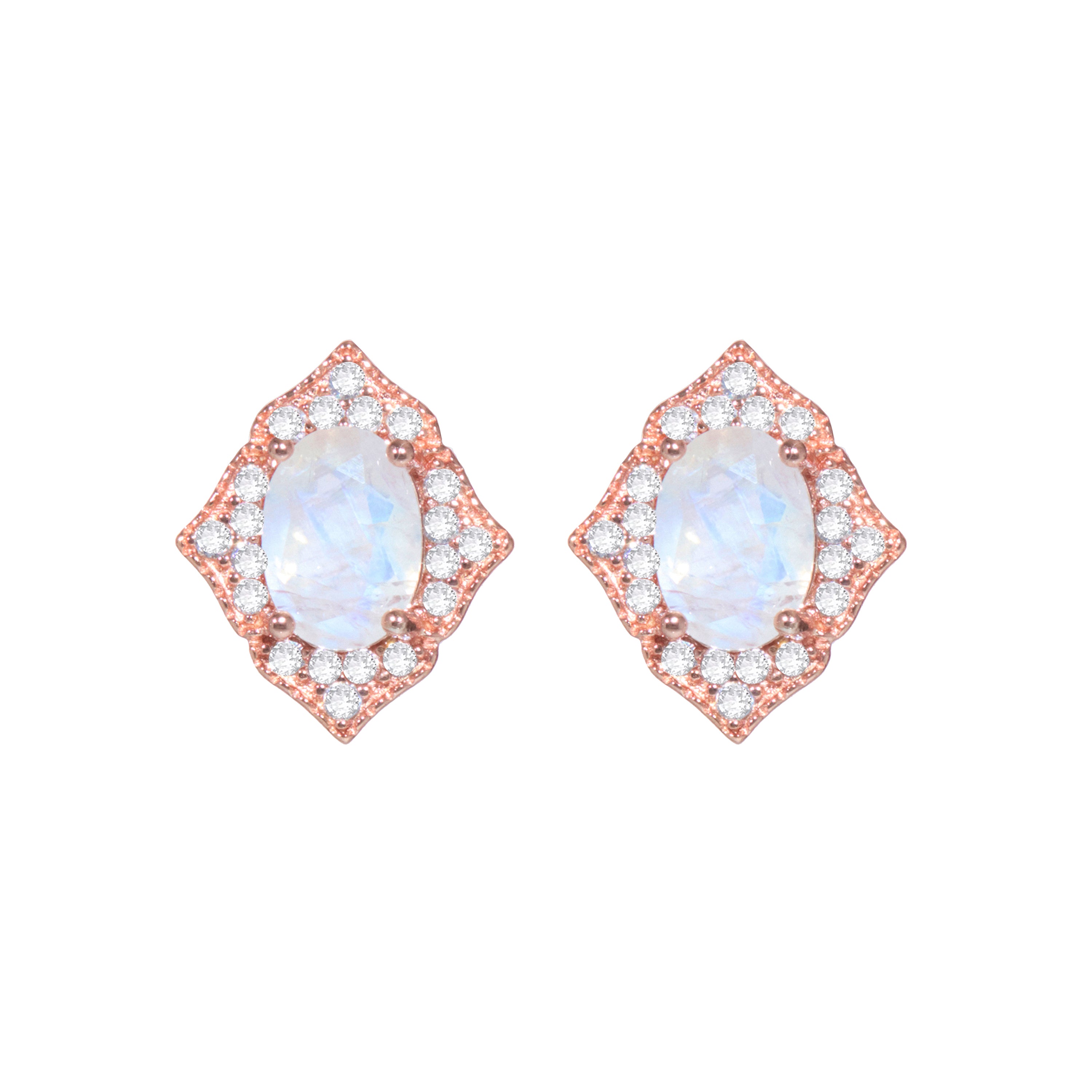 Desde Da Luna Victorian Earrings in Moonstone, gold plated, handcrafted gemstone earrings Singapore