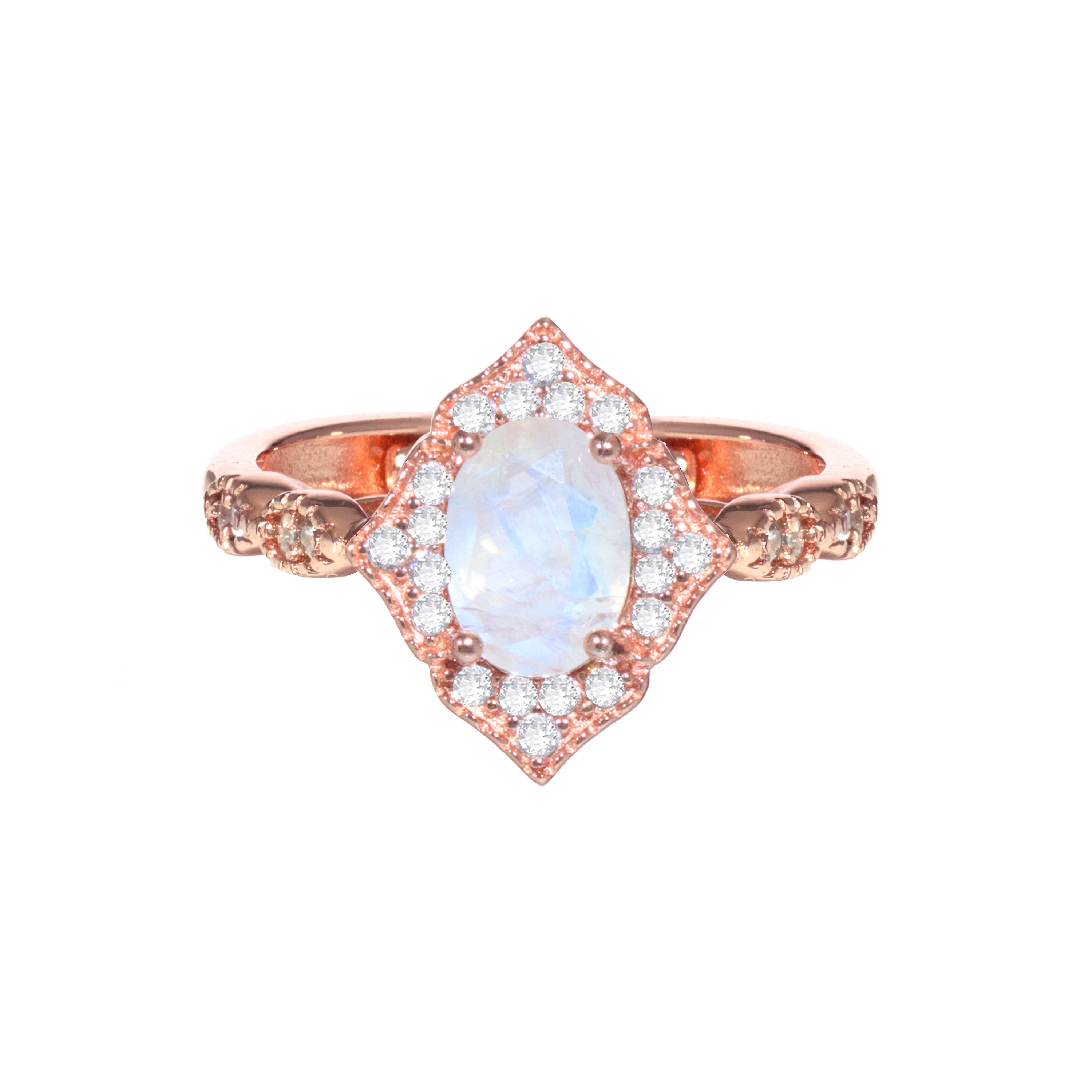 Desde Da Luna Victorian Ring in Moonstone, gold plated, handcrafted gemstone rings Singapore