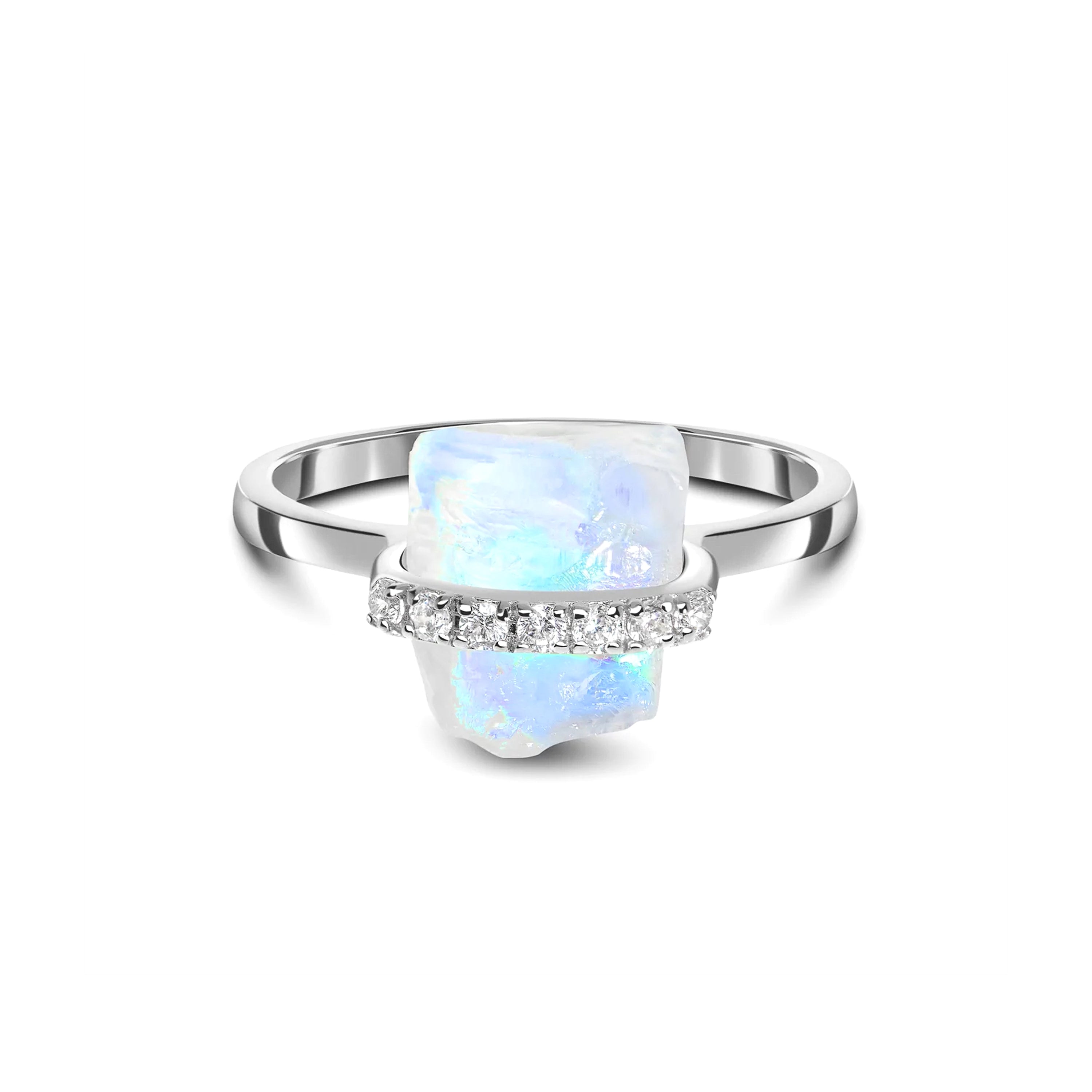 Desde Da Luna Modern Ring in Moonstone, gold plated, handcrafted gemstone rings Singapore