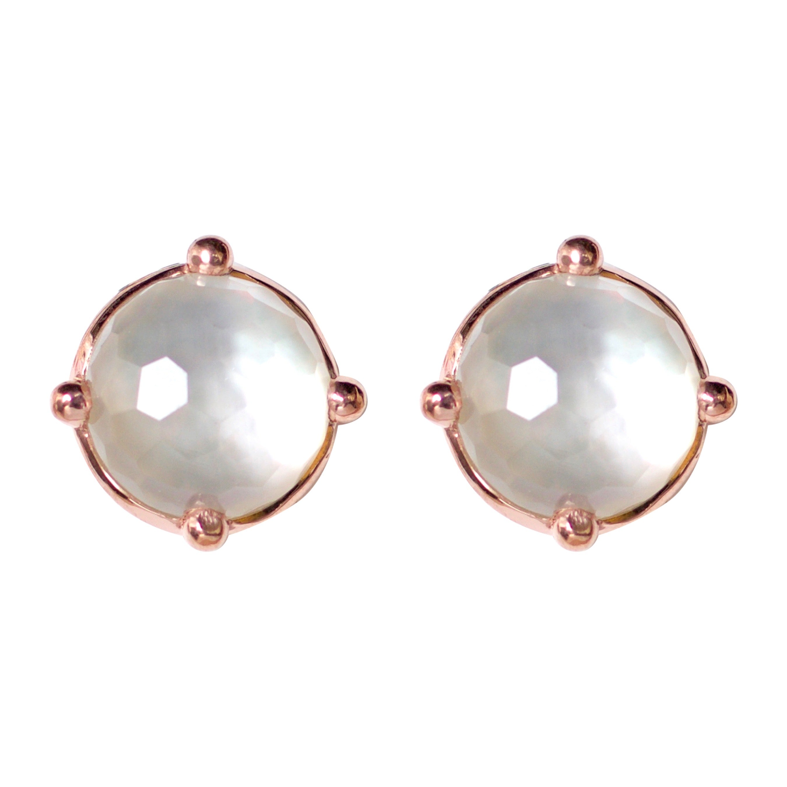 Gumdrop Studs in Nacre in Nacre, gold plated, handcrafted gemstone earrings Singapore