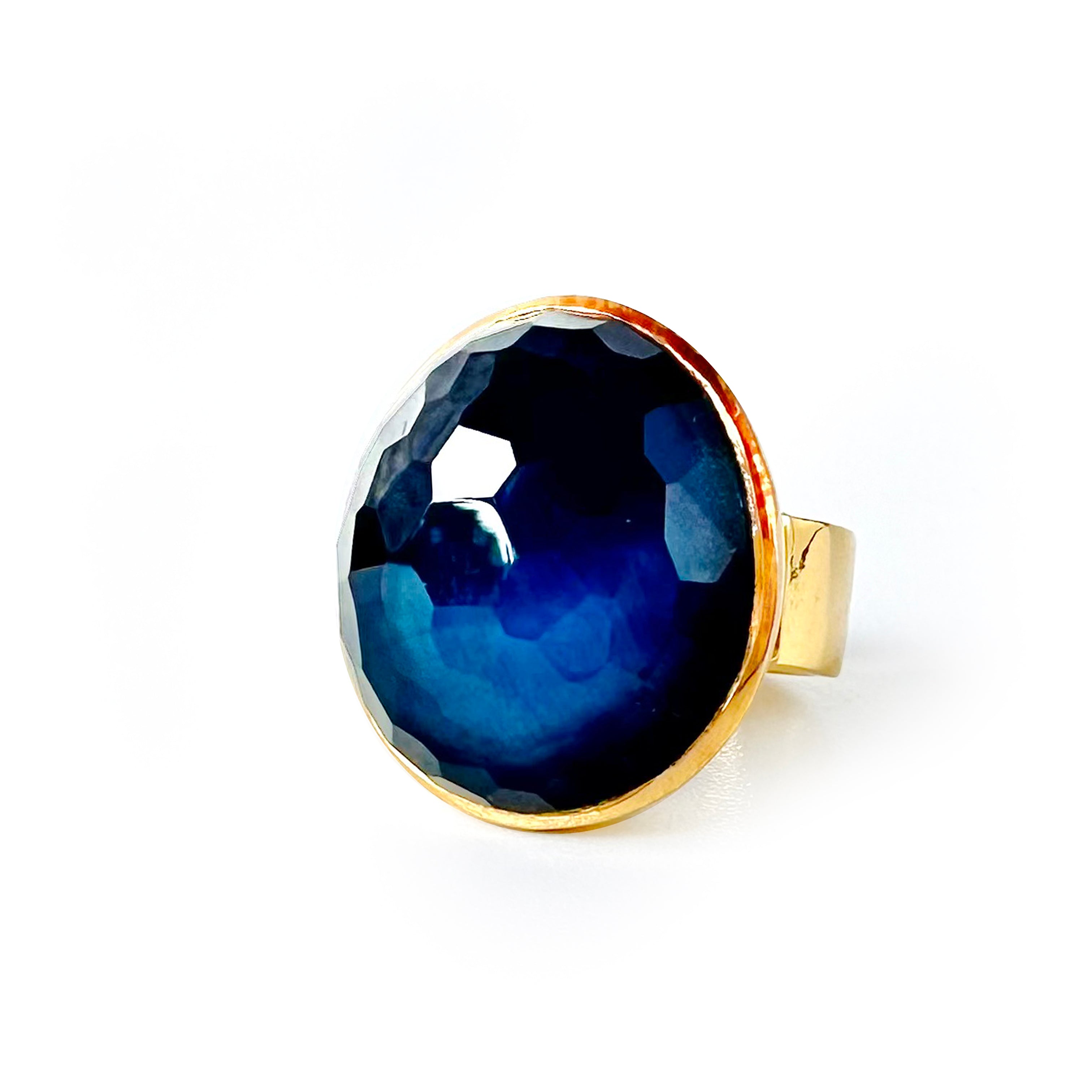 Gumdrop Ring in Hematite in Hematite, gold plated, handcrafted gemstone rings Singapore