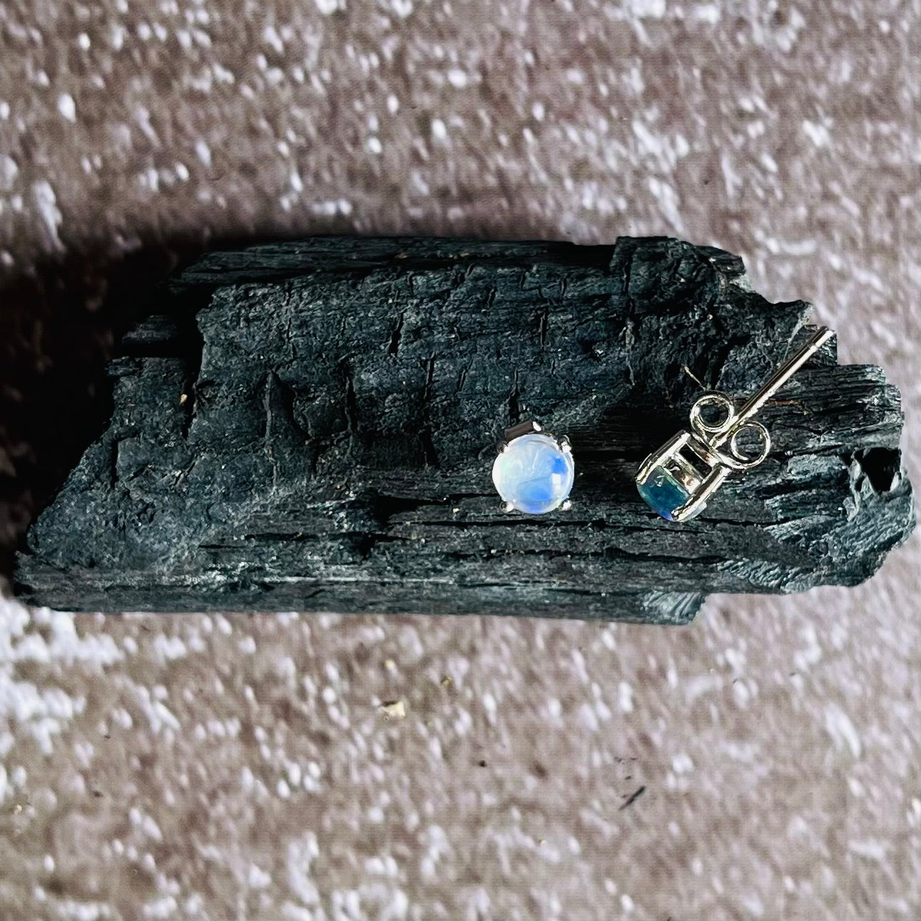 Opal Small Studs in Opal, gold plated, handcrafted gemstone earrings Singapore