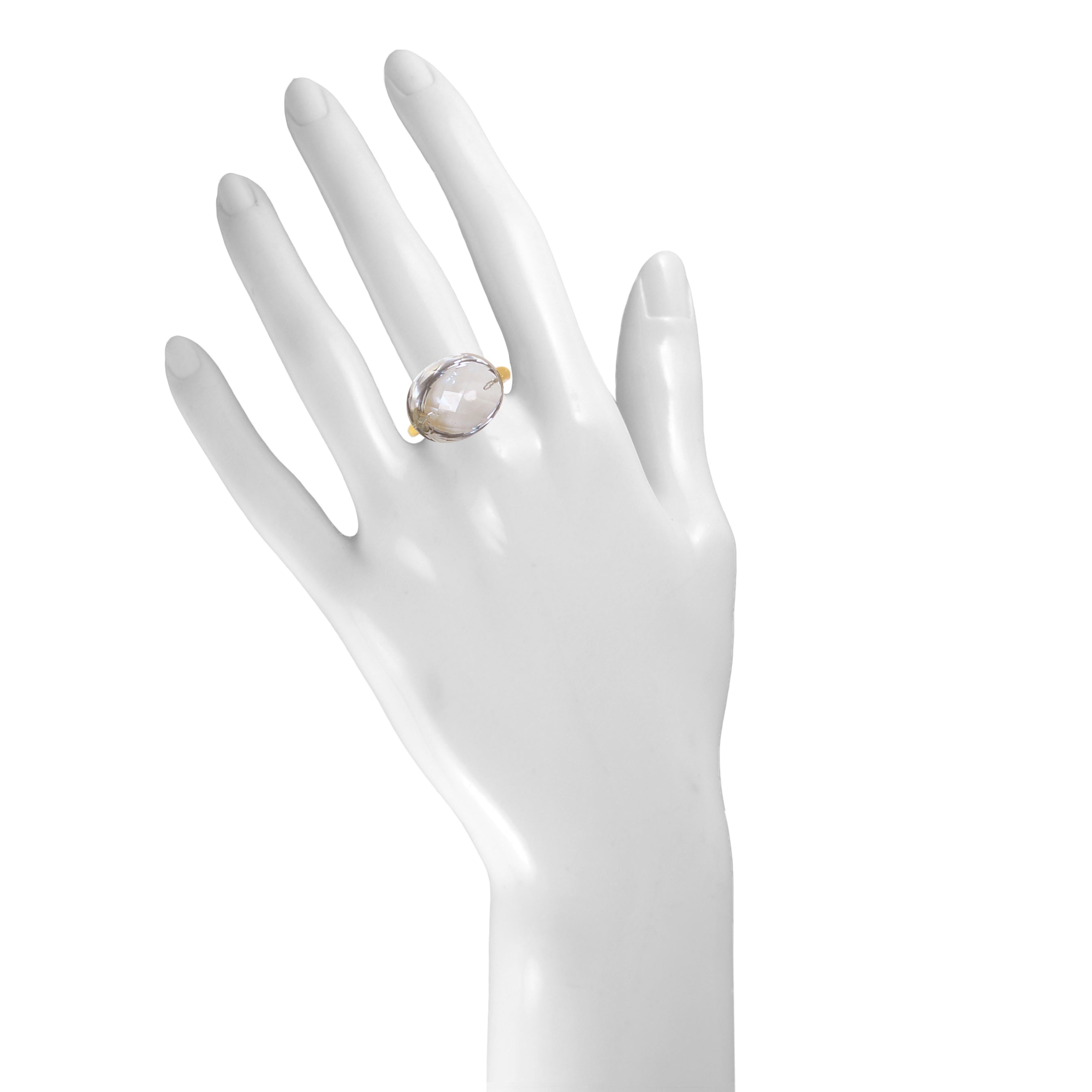 Jujube Ring in Rock Crystal in Rock Crystal, gold plated, handcrafted gemstone rings Singapore
