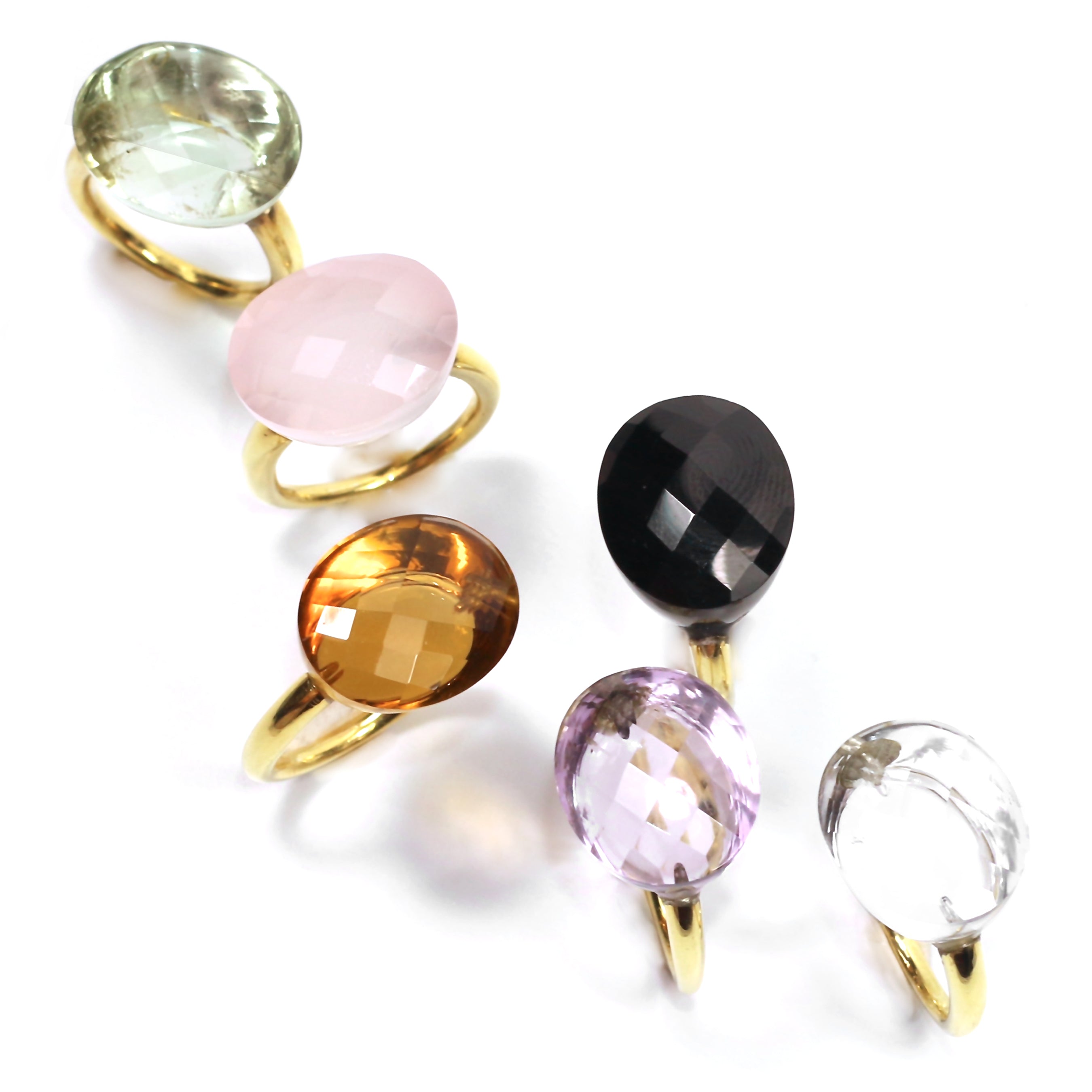 Jujube Ring in Rock Crystal in Rock Crystal, gold plated, handcrafted gemstone rings Singapore