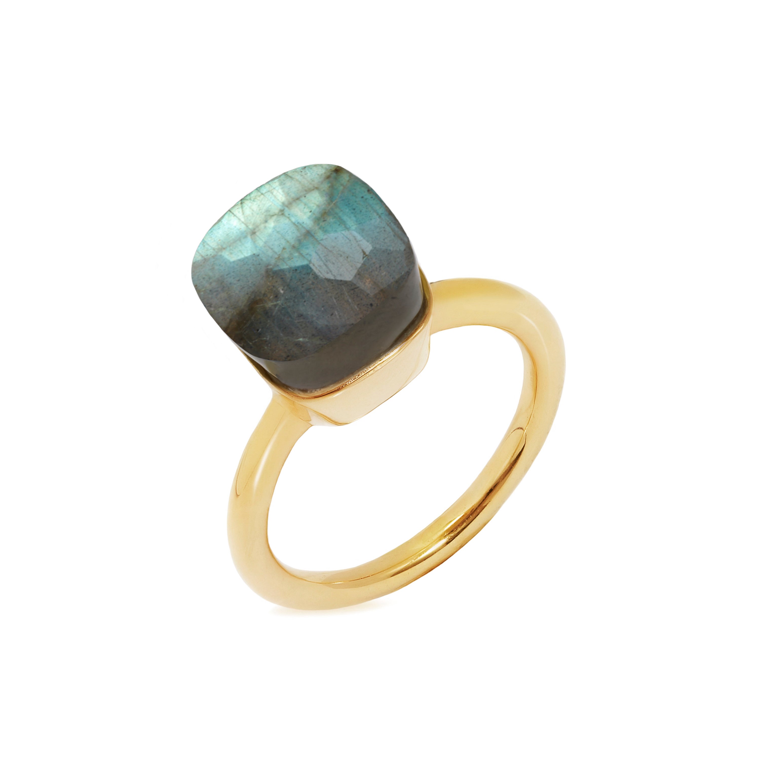Naked Ring in Labradorite in Labradorite, gold plated, handcrafted gemstone rings Singapore