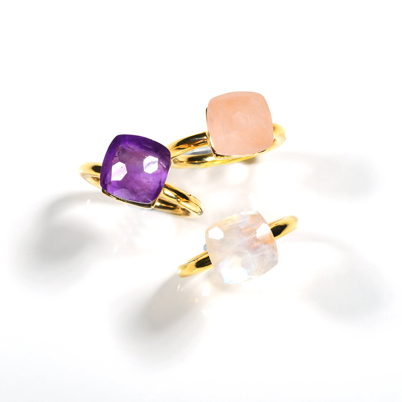 Naked Ring in Amethyst in Amethyst, gold plated, handcrafted gemstone rings Singapore