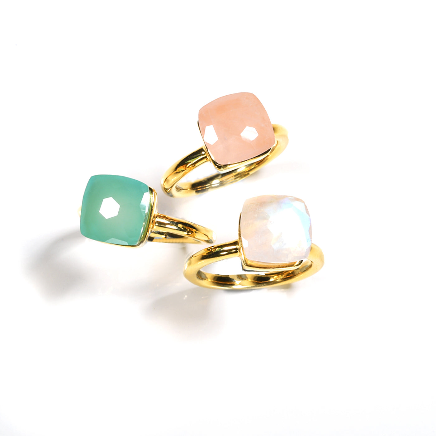 Naked Ring in Rose Quartz in Rose Quartz, gold plated, handcrafted gemstone rings Singapore