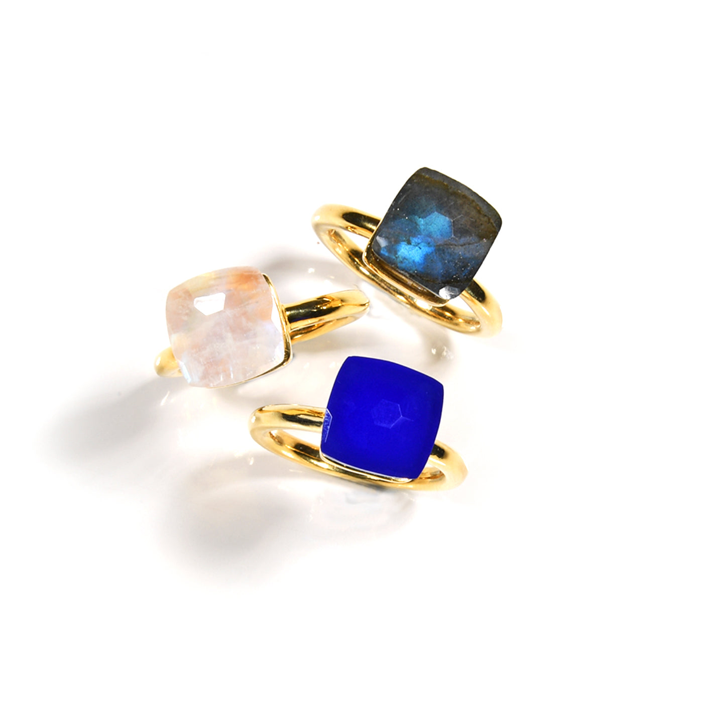 Naked Ring in Labradorite in Labradorite, gold plated, handcrafted gemstone rings Singapore