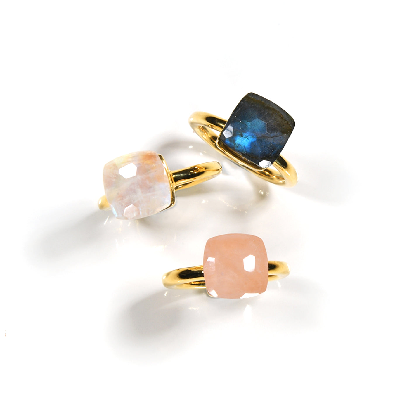 Naked Ring in Rose Quartz in Rose Quartz, gold plated, handcrafted gemstone rings Singapore
