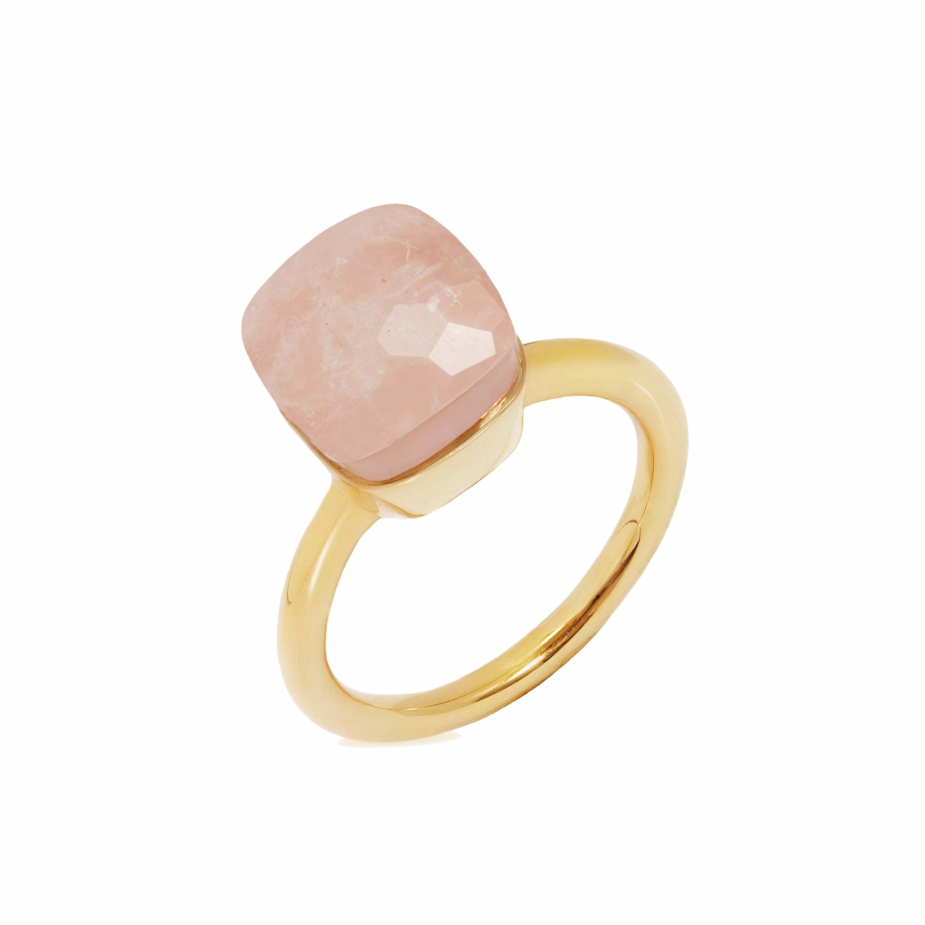 Naked Ring in Rose Quartz in Rose Quartz, gold plated, handcrafted gemstone rings Singapore