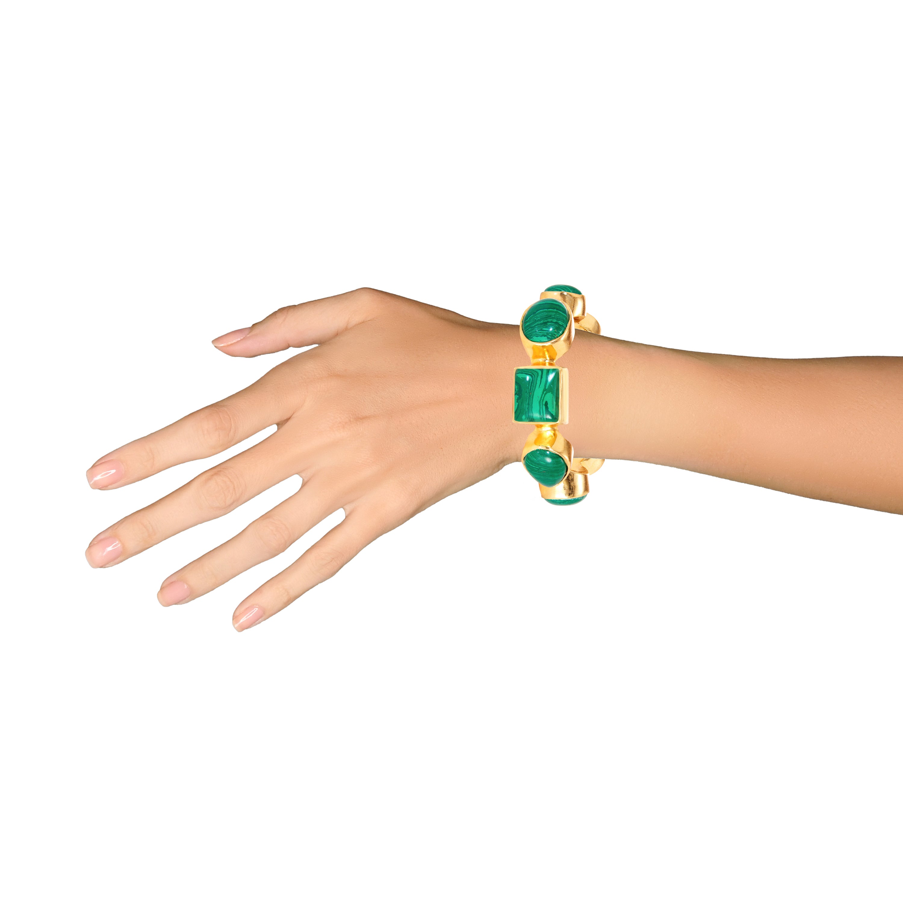 Single line Malachite in Malachite, gold plated, handcrafted gemstone bracelets Singapore