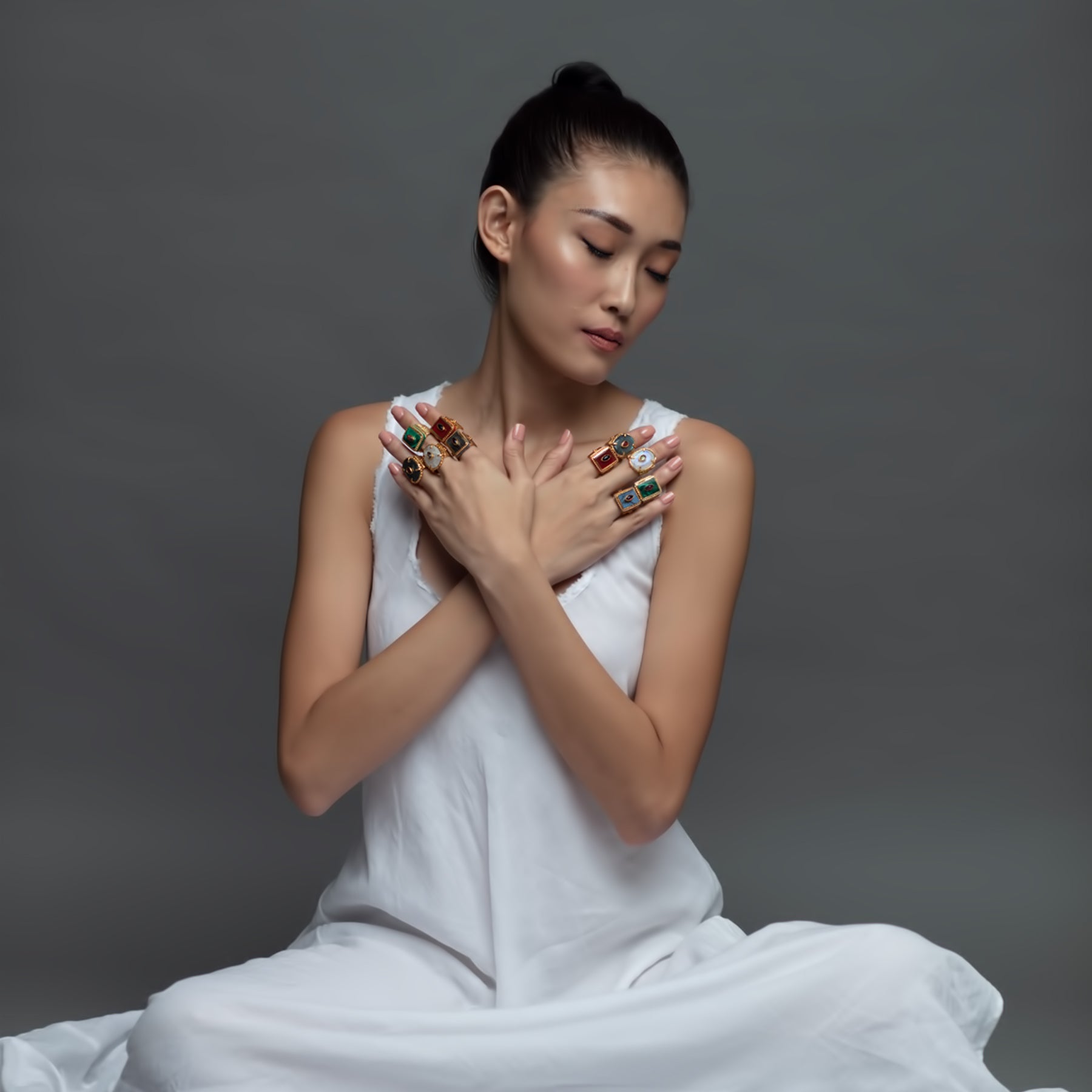 Shanti Rectangle Ring in Carnelian in Carnelian, gold plated, handcrafted gemstone rings Singapore