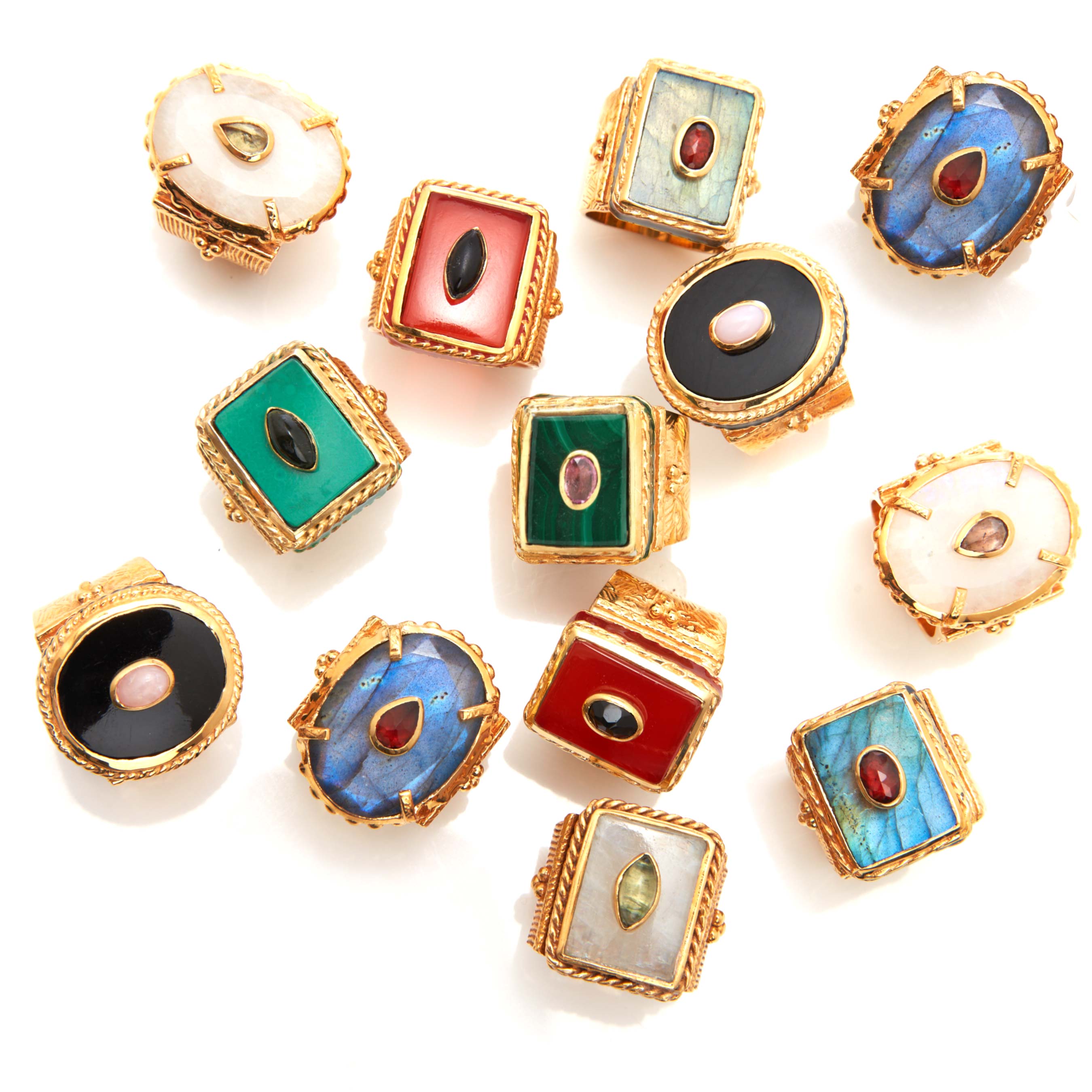 Shanti Rectangle Ring in Carnelian in Carnelian, gold plated, handcrafted gemstone rings Singapore