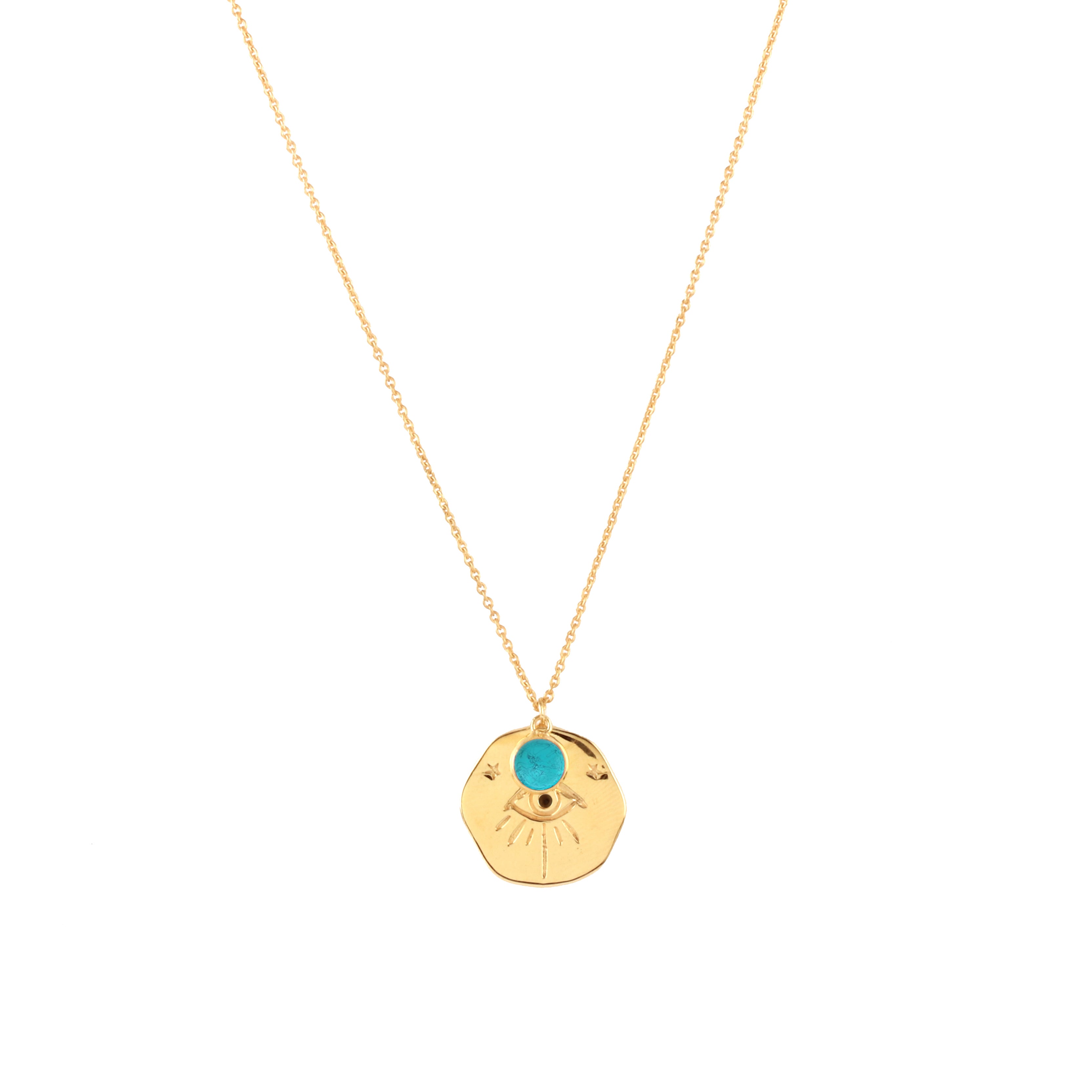 Necklace - Talisman Birthstone December in Turquoise, gold plated, handcrafted gemstone necklace Singapore