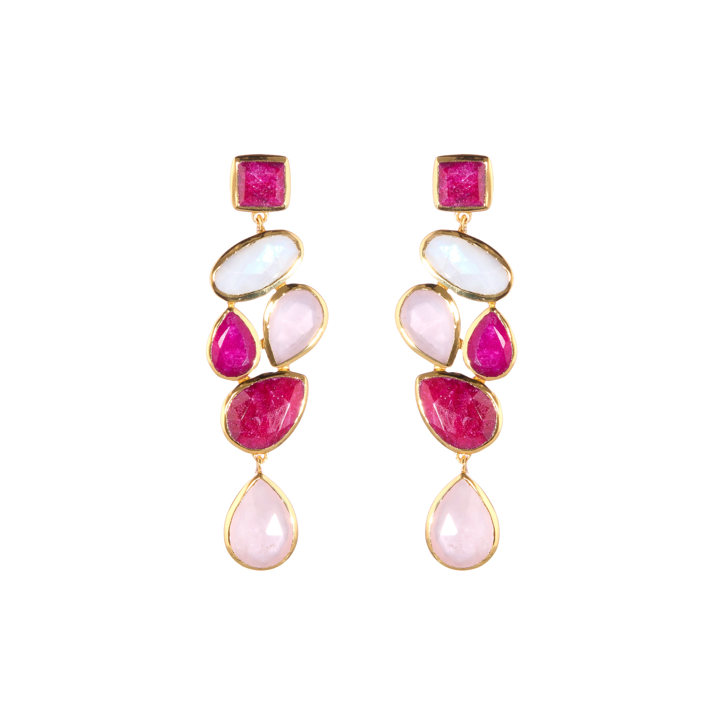 Chandelier Earrings in Reds