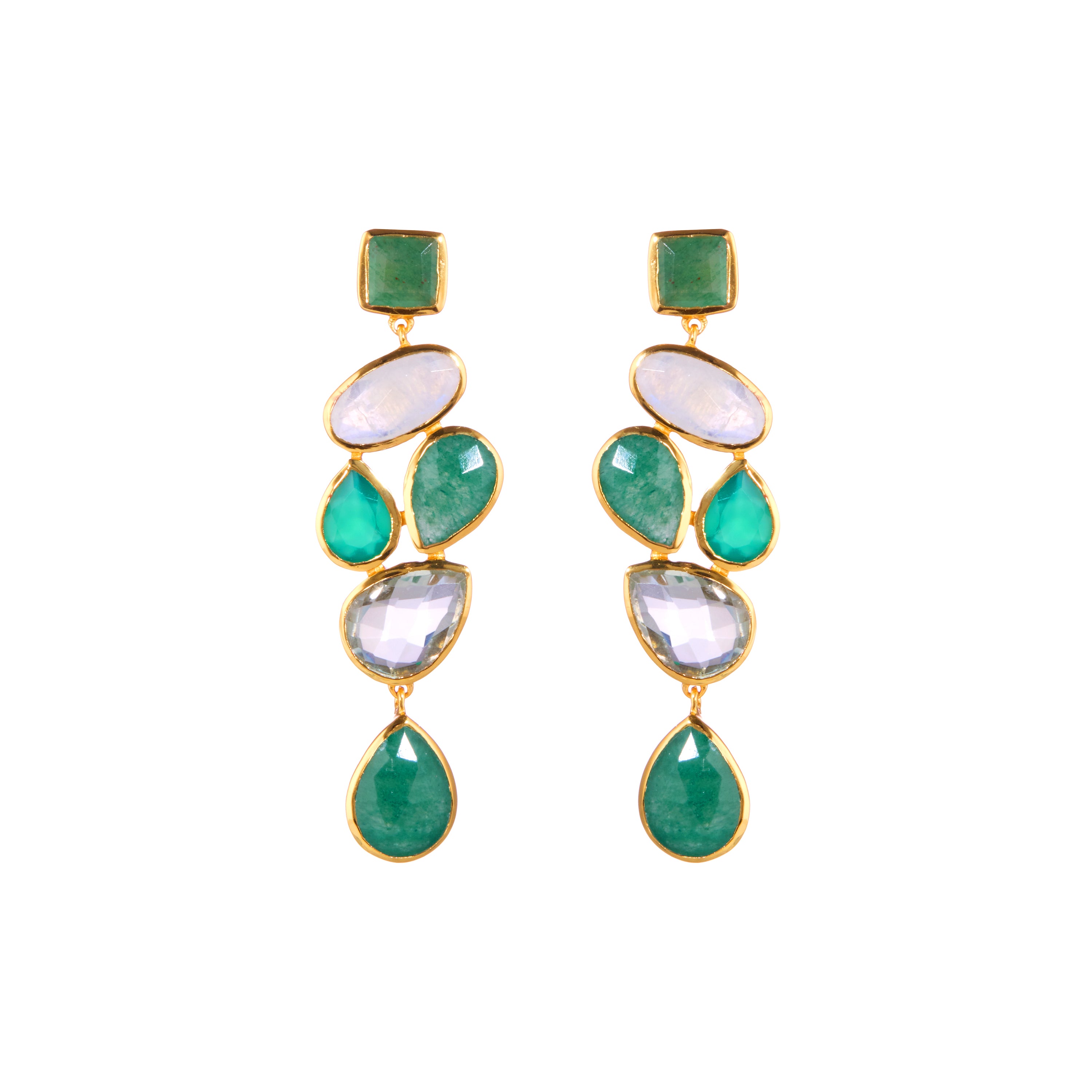 Chandelier Earrings in Greens