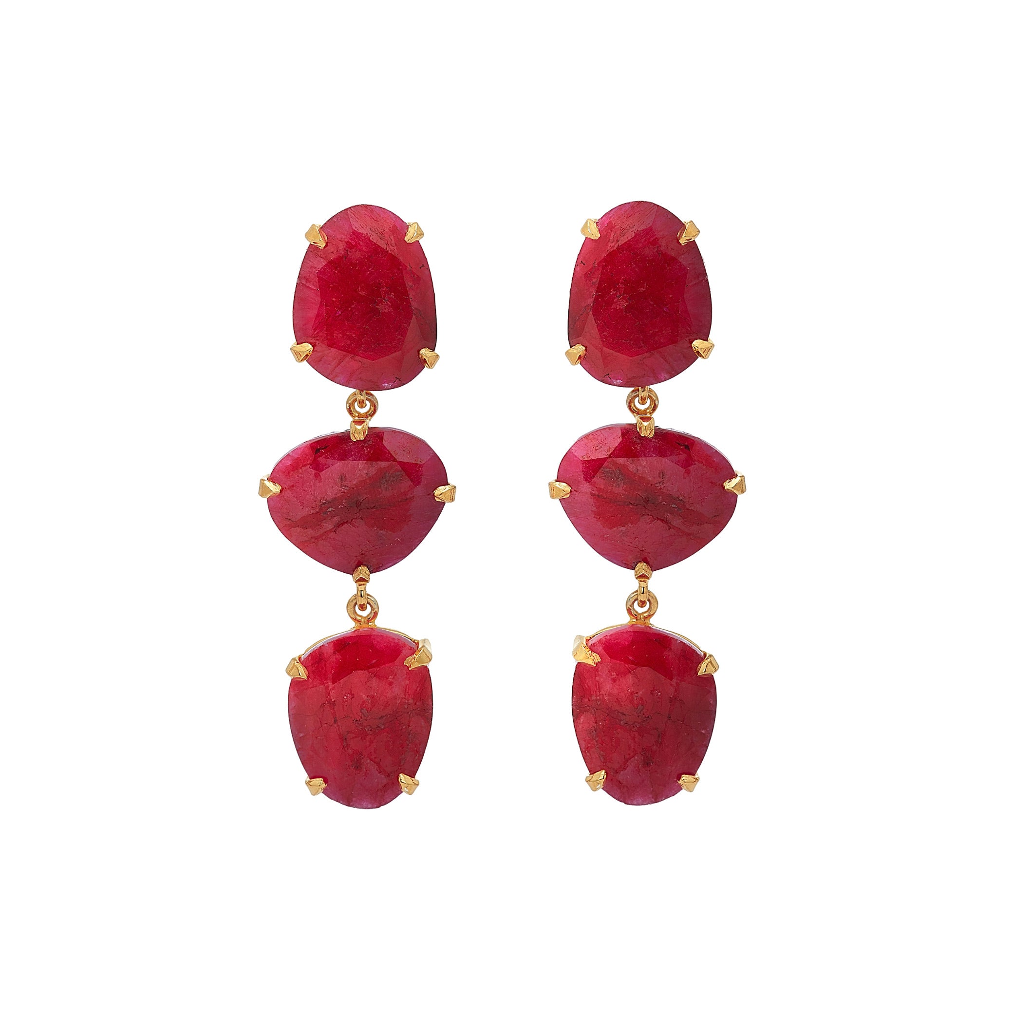 Ruby Trio Drop Earrings