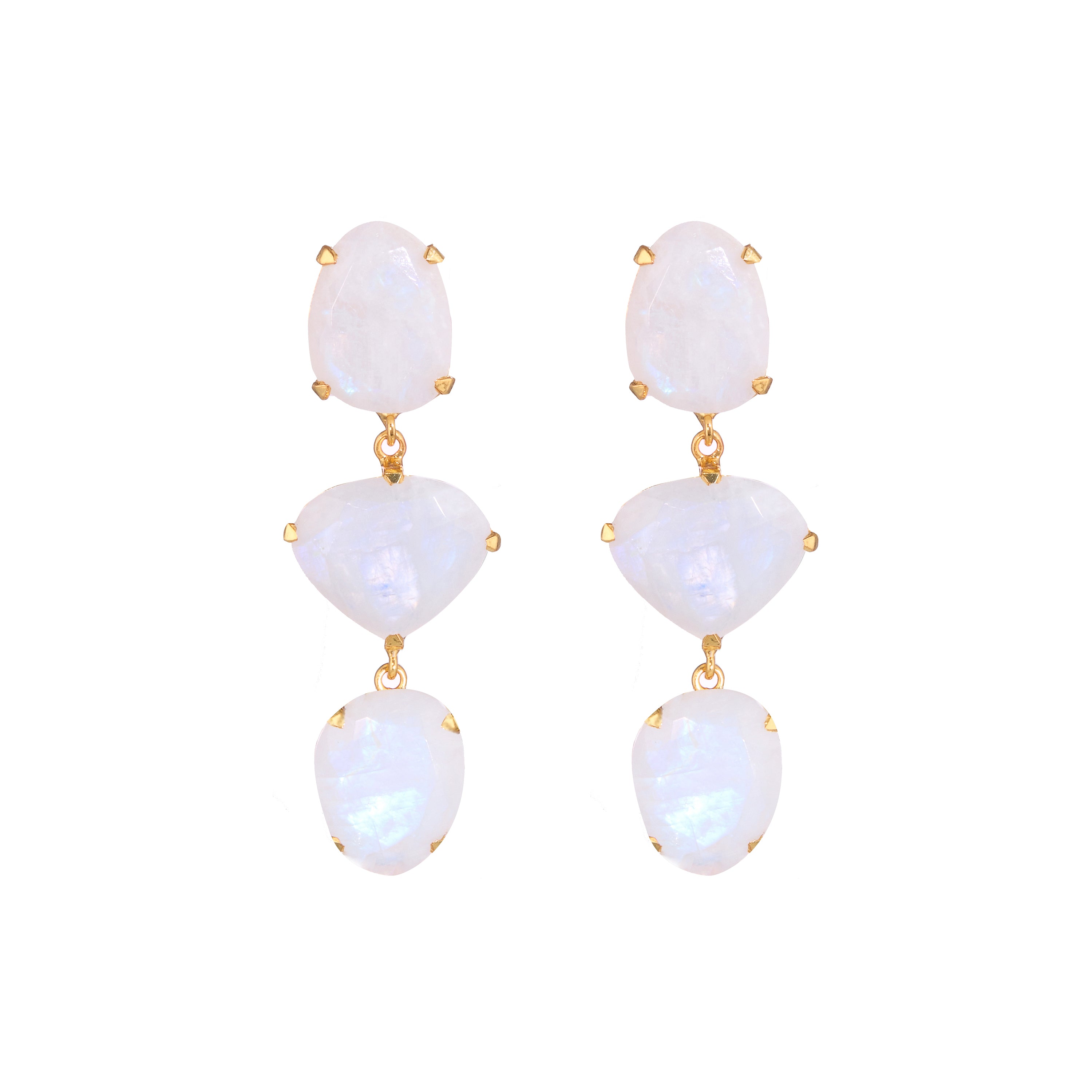 Moonstone trio Drop Earrings